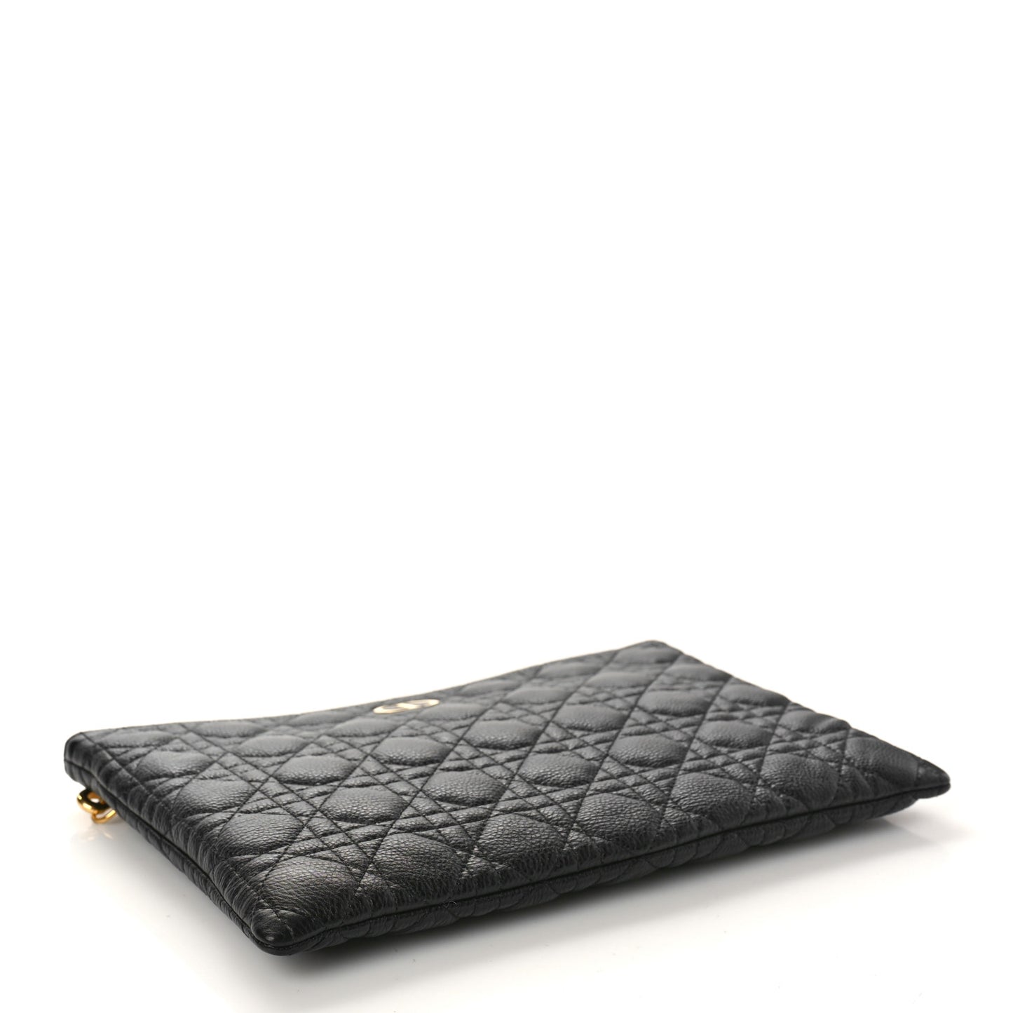Supple Calfskin Cannage Large Caro Daily Pouch Black