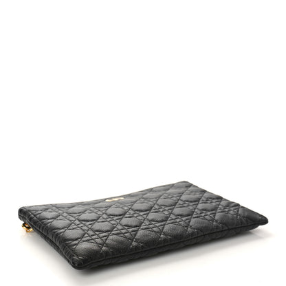 Christian Dior Supple Calfskin Cannage Large Caro Daily Pouch Black 4 of 8