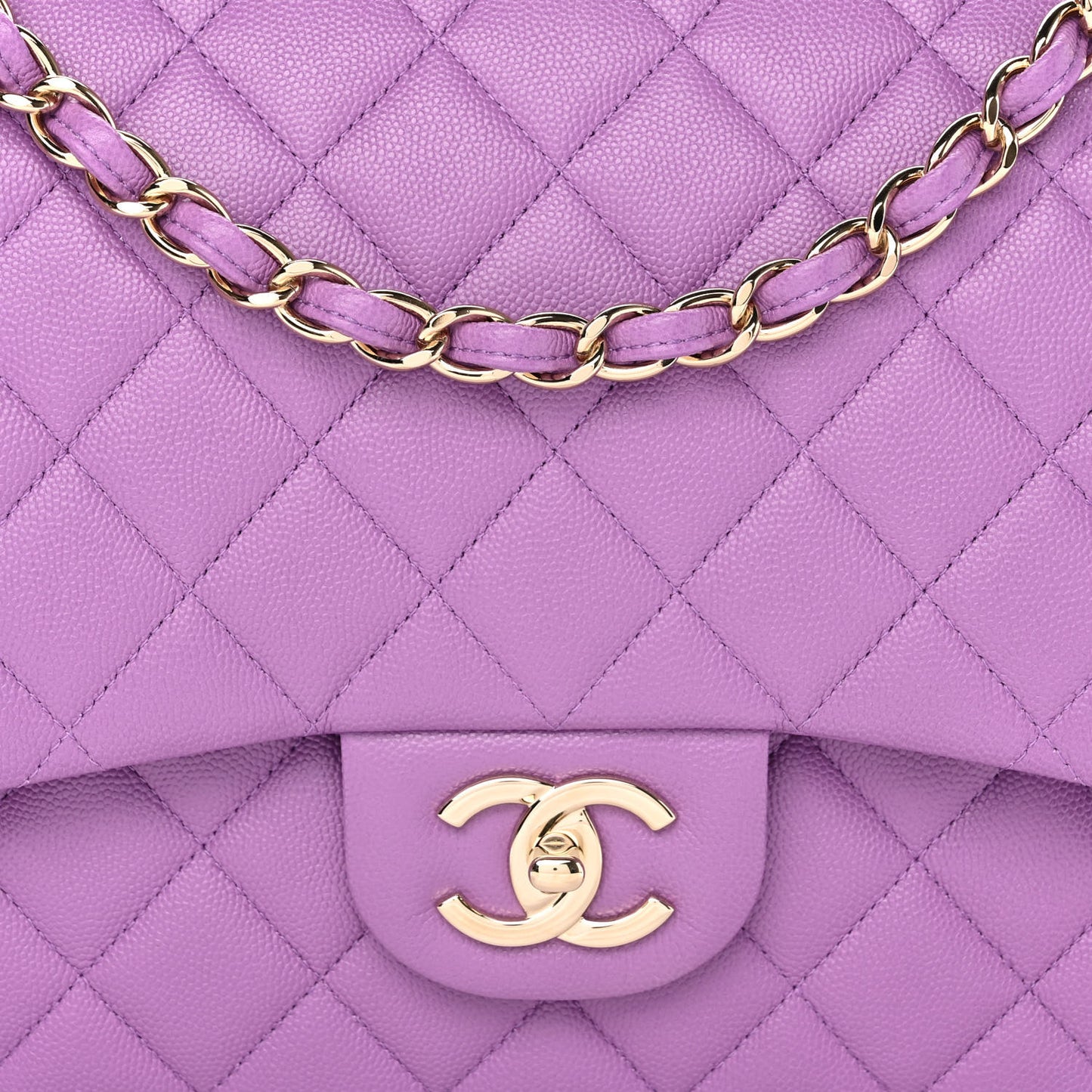 Caviar Quilted Maxi Double Flap Purple