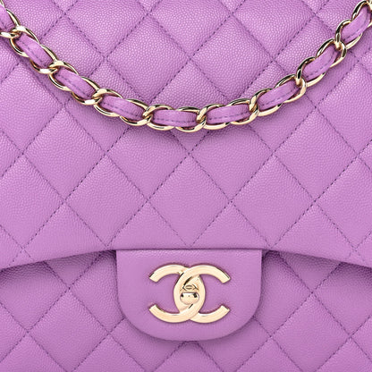Chanel Caviar Quilted Maxi Double Flap Purple 7 of 9