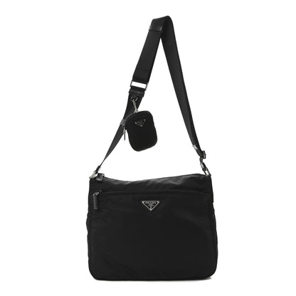 Prada Re-Nylon Nappa Triangle Zip Pocket Bag Tote Black 1 of 9