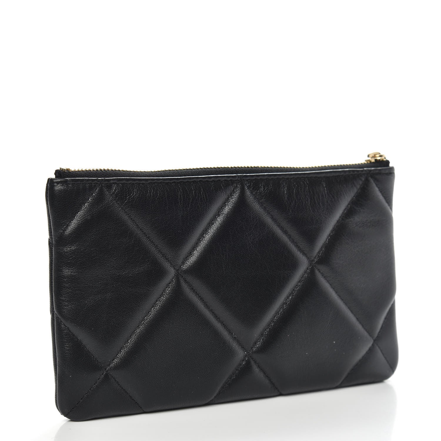 Chanel Shiny Goatskin Quilted Small 19 Pouch Black 3 of 9