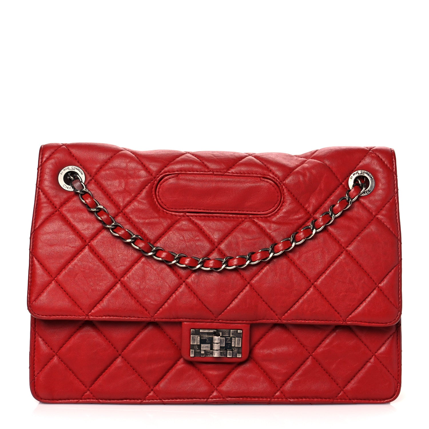 Chanel Washed Lambskin Jumbo Take Away Flap Red 1 of 9