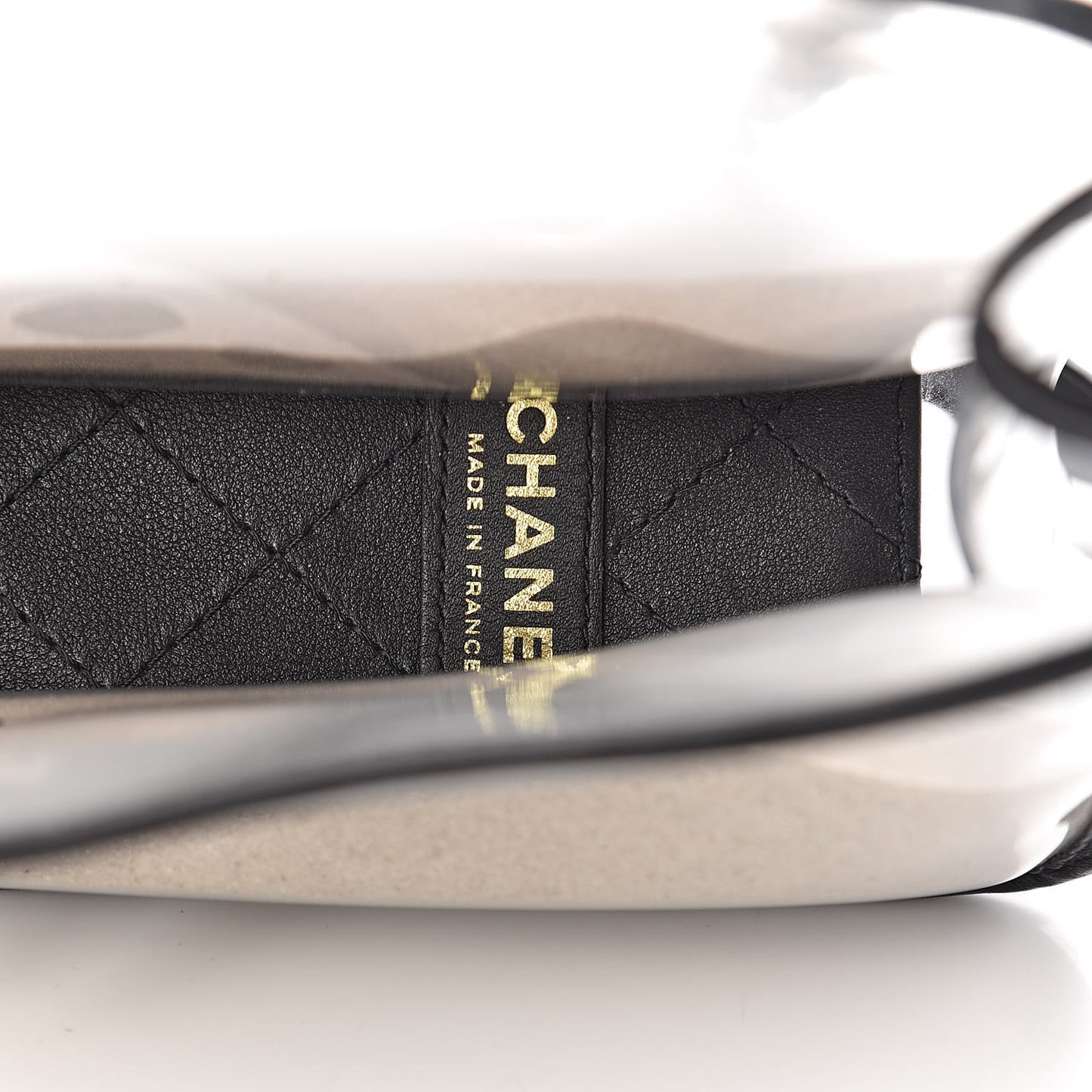 Lambskin PVC Sand By The Sea Flap With Pearl Strap Black