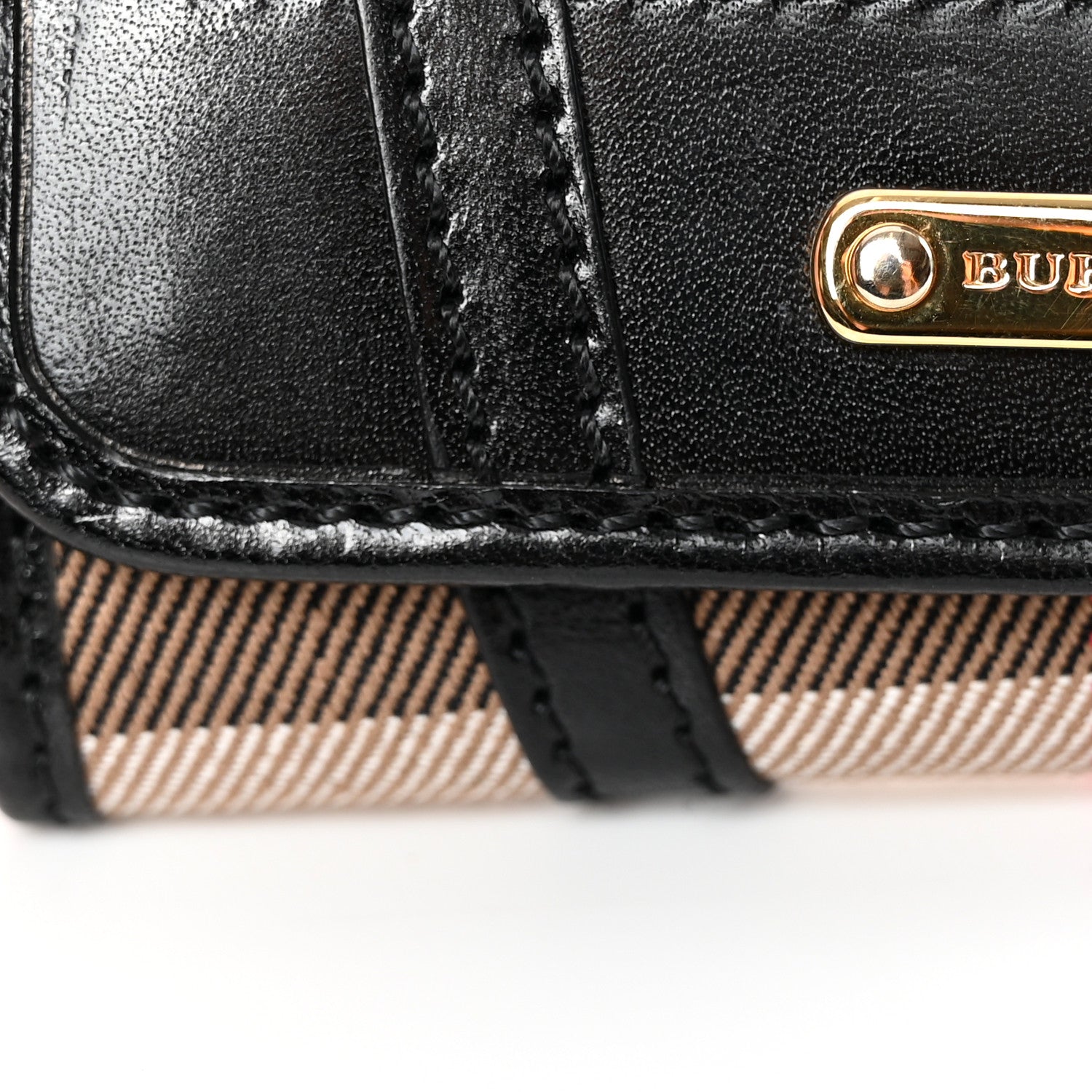Burberry Bridle Calfskin House Check Medium Leighton Wallet Black 16 of 18