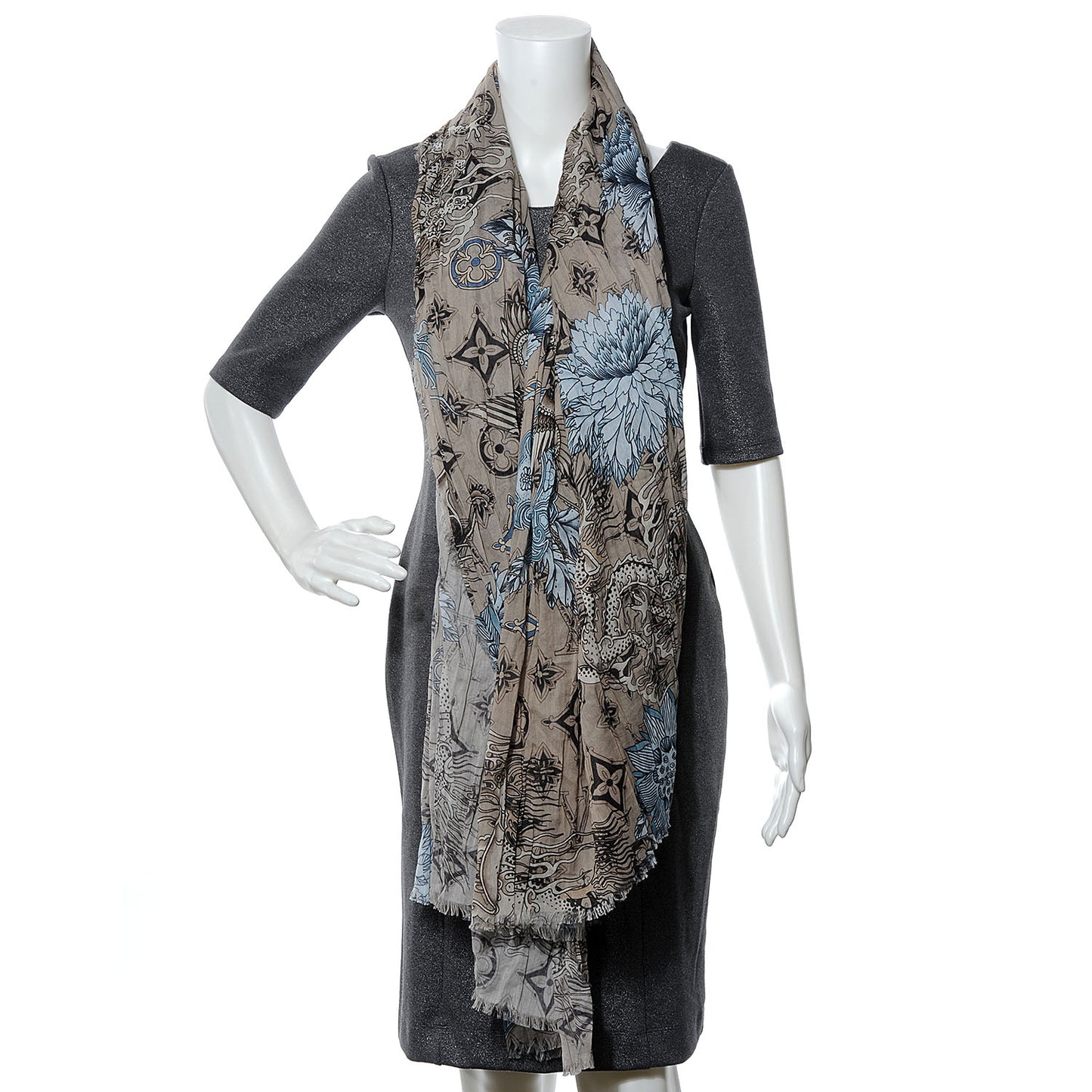 Cotton Etole Tattoo Scarf Kaki