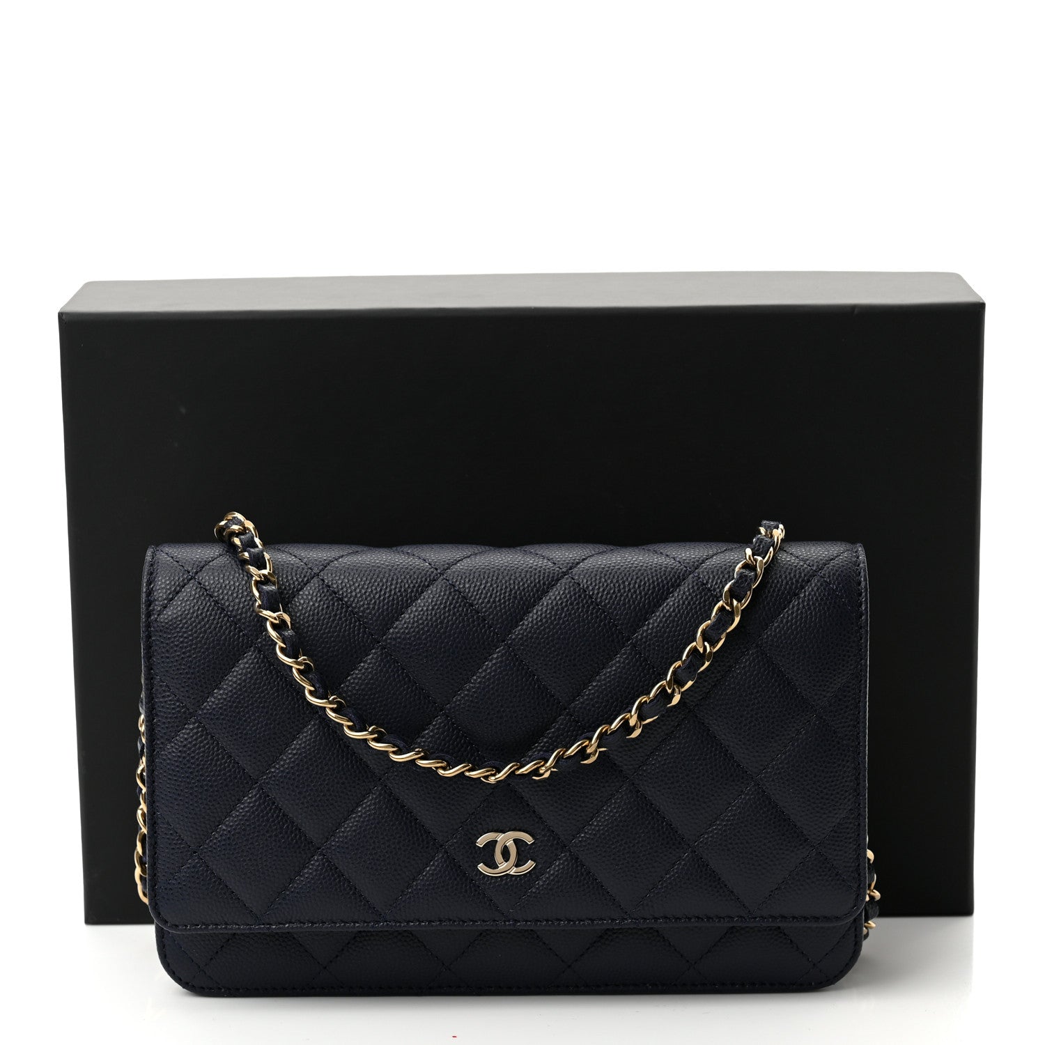 Chanel Caviar Quilted Wallet On Chain WOC Navy Blue 12 of 12