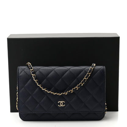 Chanel Caviar Quilted Wallet On Chain WOC Navy Blue 12 of 12