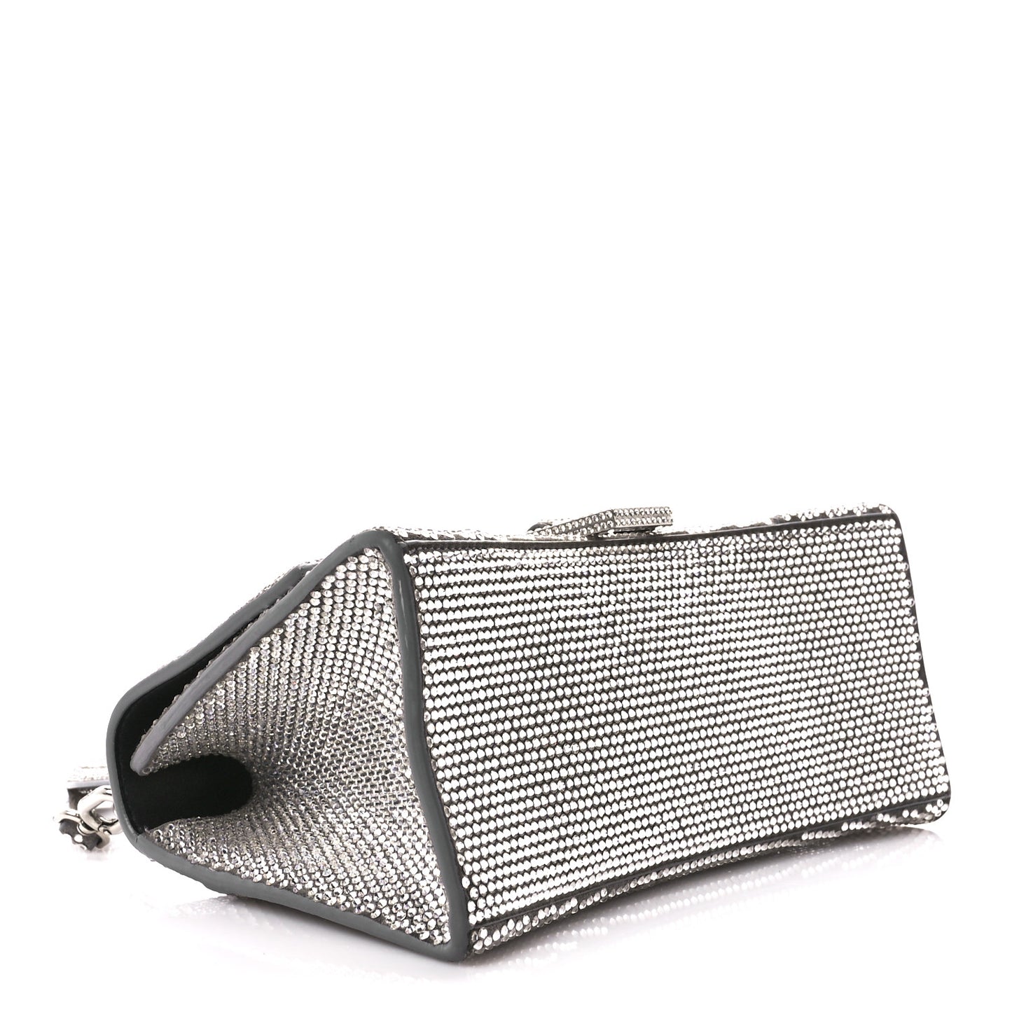 Strass Suede Small Hourglass Top Handle Bag Smoke Grey Crystal