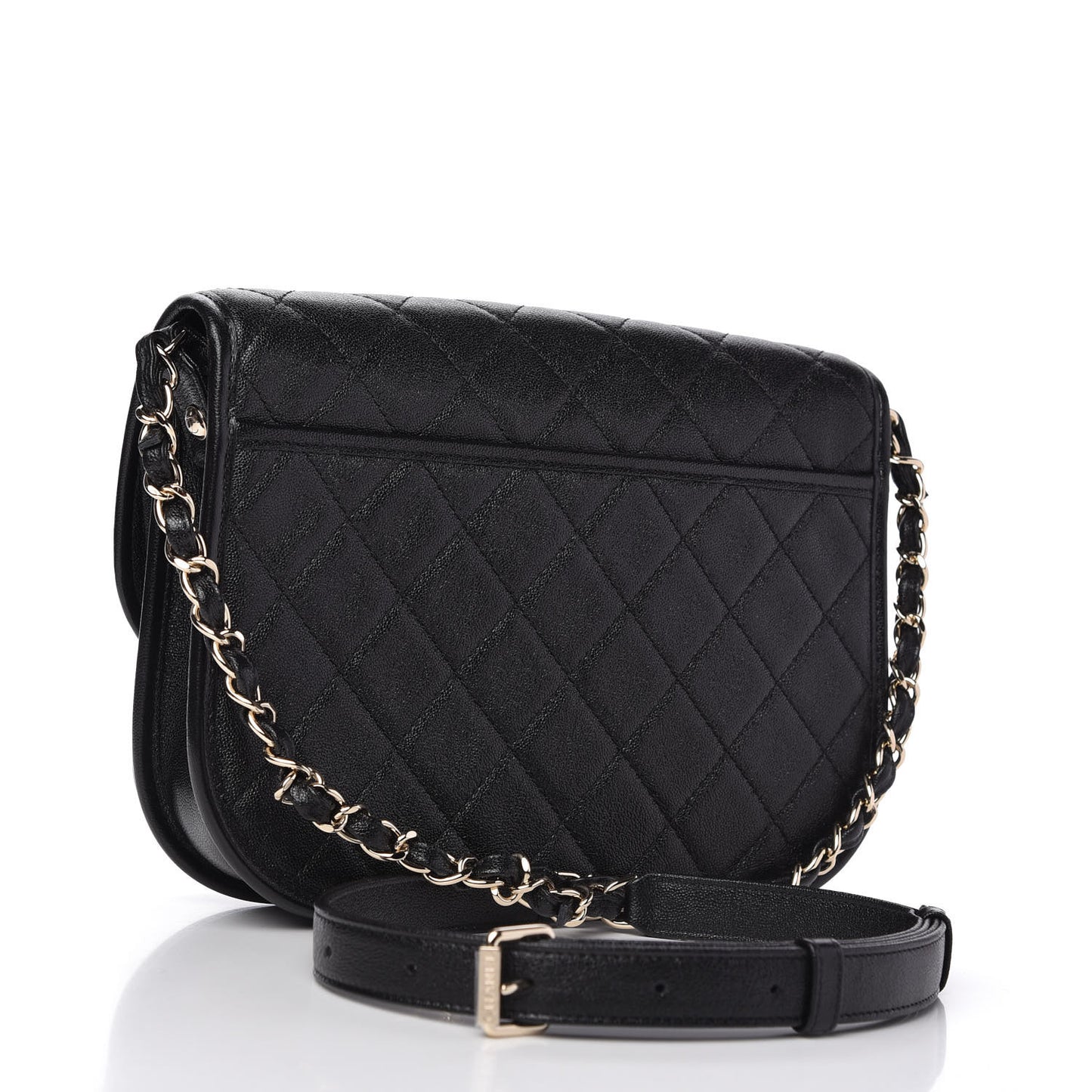 Caviar Quilted Medium Messenger Flap Black