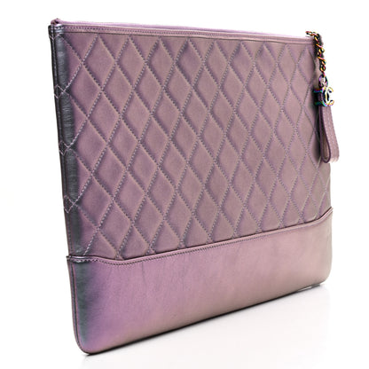 Chanel Iridescent Lambskin Quilted Large Gabrielle Cosmetic Case Light Purple 4 of 8