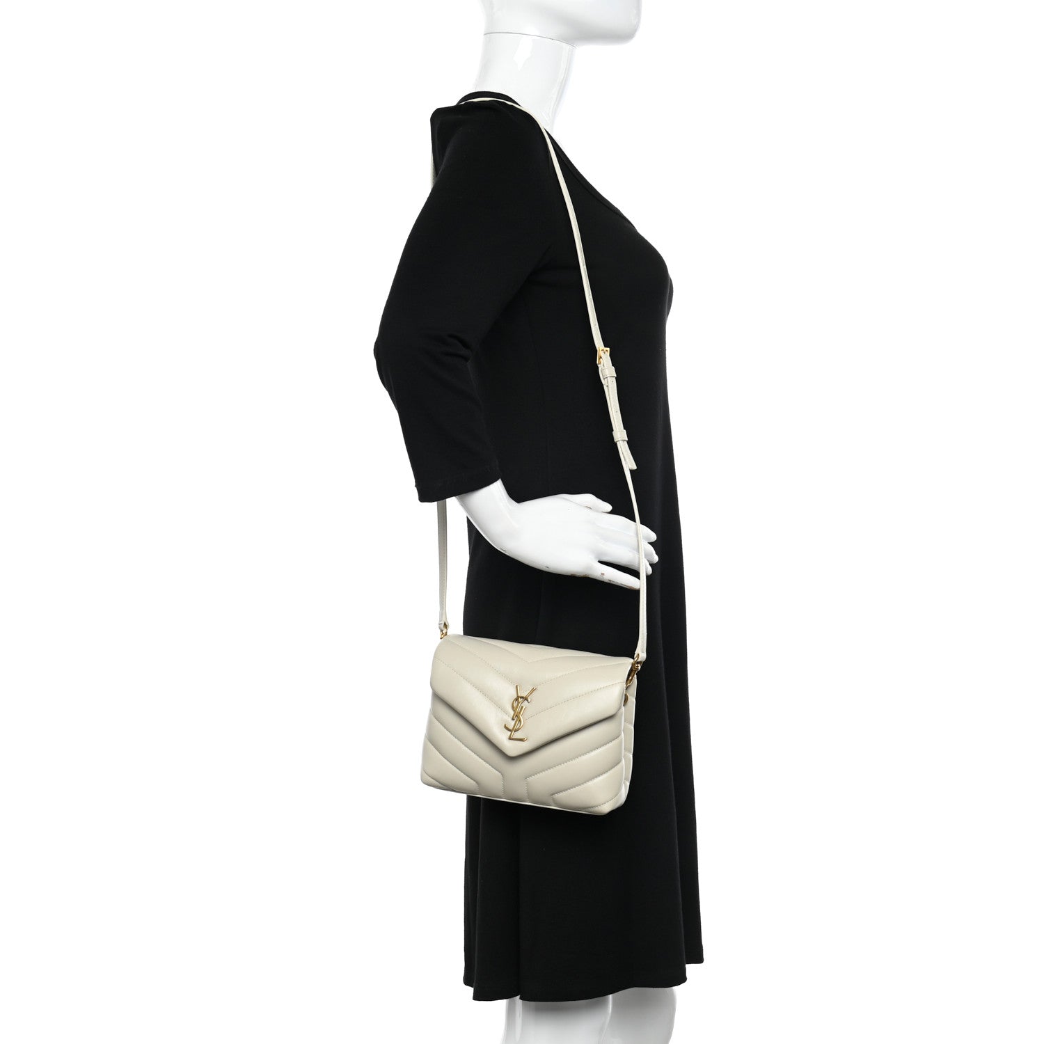 Saint Laurent Calfskin Y Quilted Monogram Toy Loulou Crossbody Bag Crema Soft 2 of 10