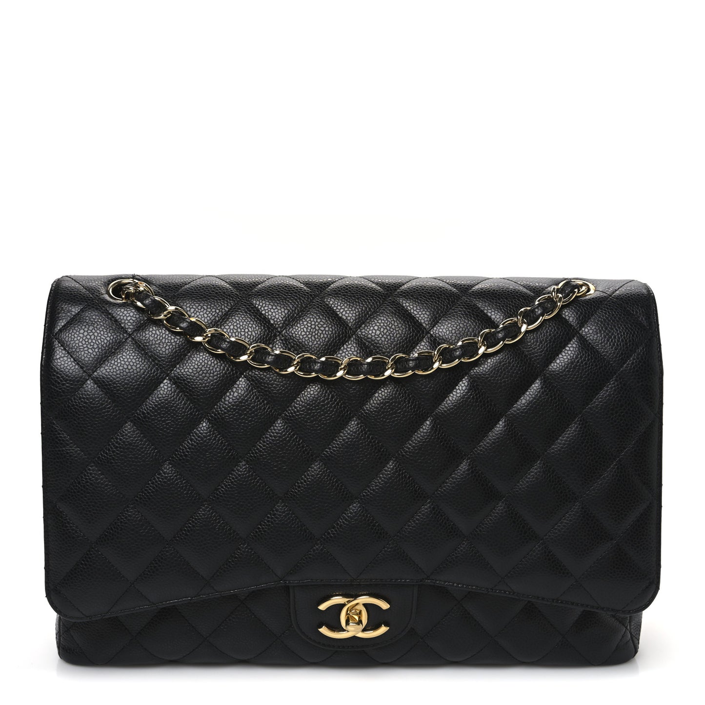 Caviar Quilted Maxi Double Flap Black