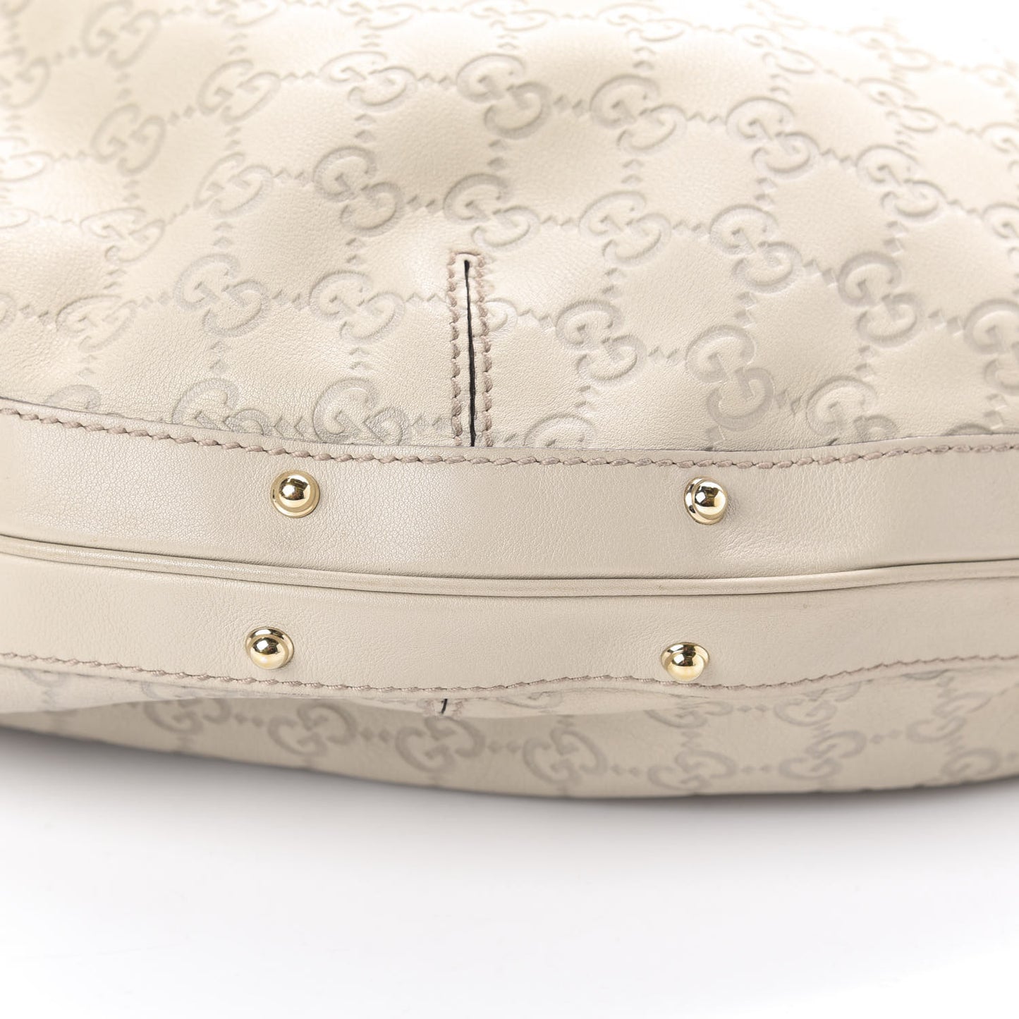 Guccissima Large Biba Studded Hobo Off White