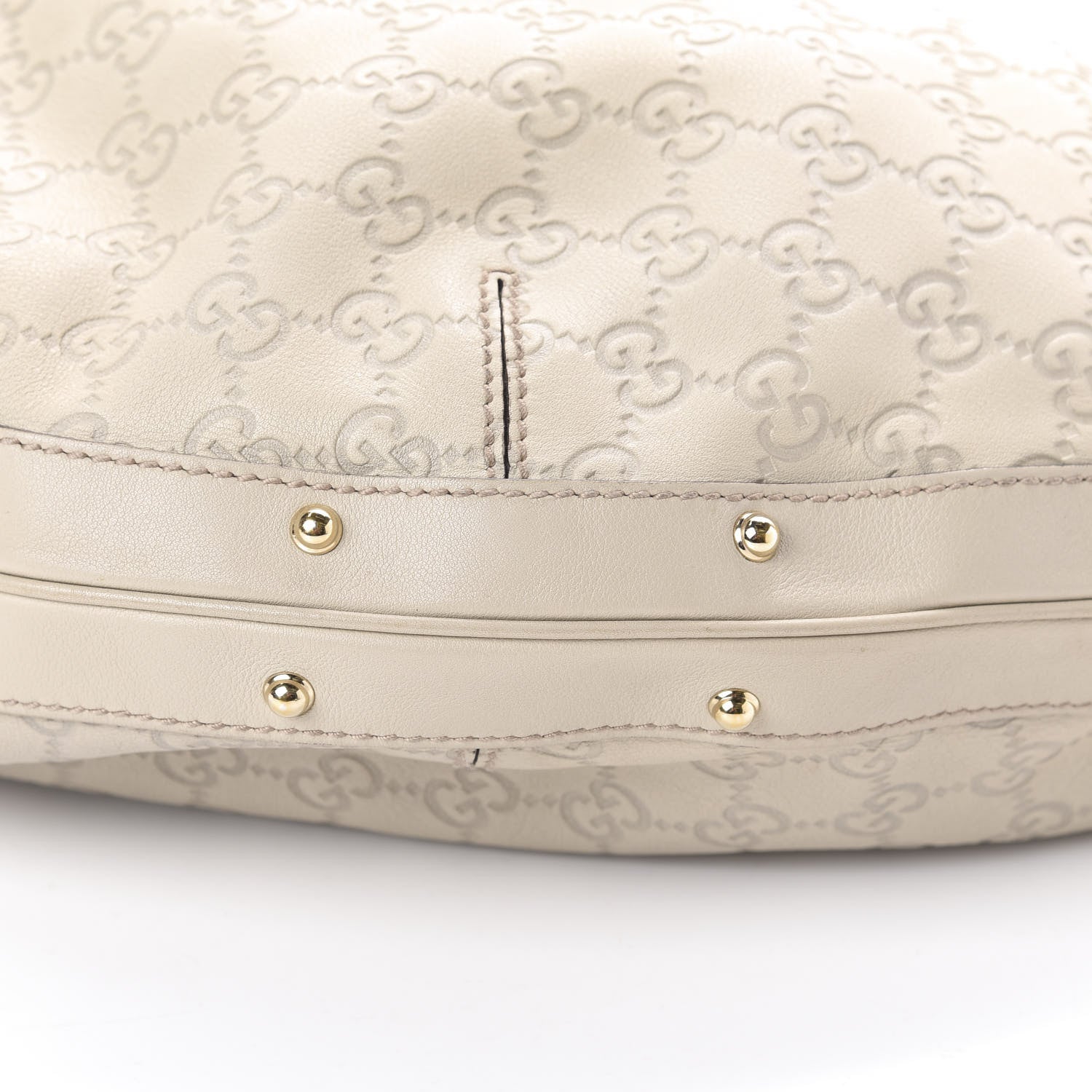 Gucci Guccissima Large Biba Studded Hobo Off White 9 of 9