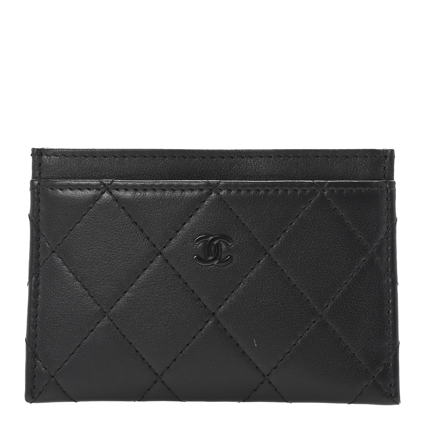 Calfskin Quilted Card Holder So Black