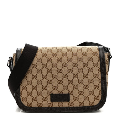Gucci Monogram Flap Messenger Bag Beige Dark Brown 1 of 10
