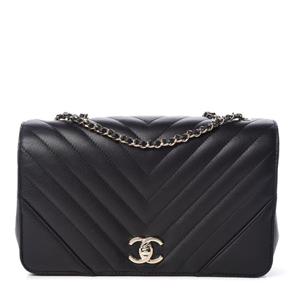 Chanel Calfskin Chevron Quilted Statement Flap Black 1 of 11