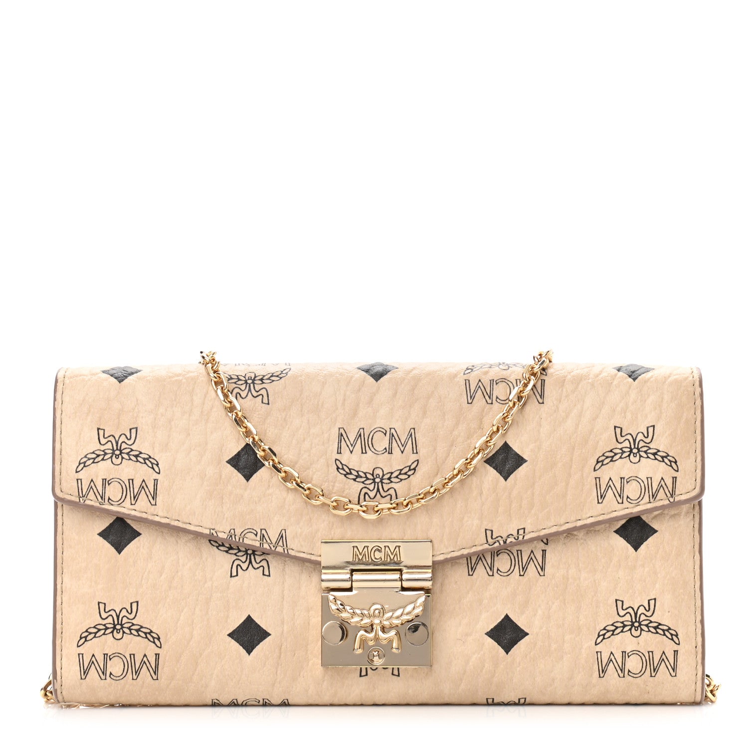 MCM Visetos Large Patricia Wallet On Chain Beige 1 of 10