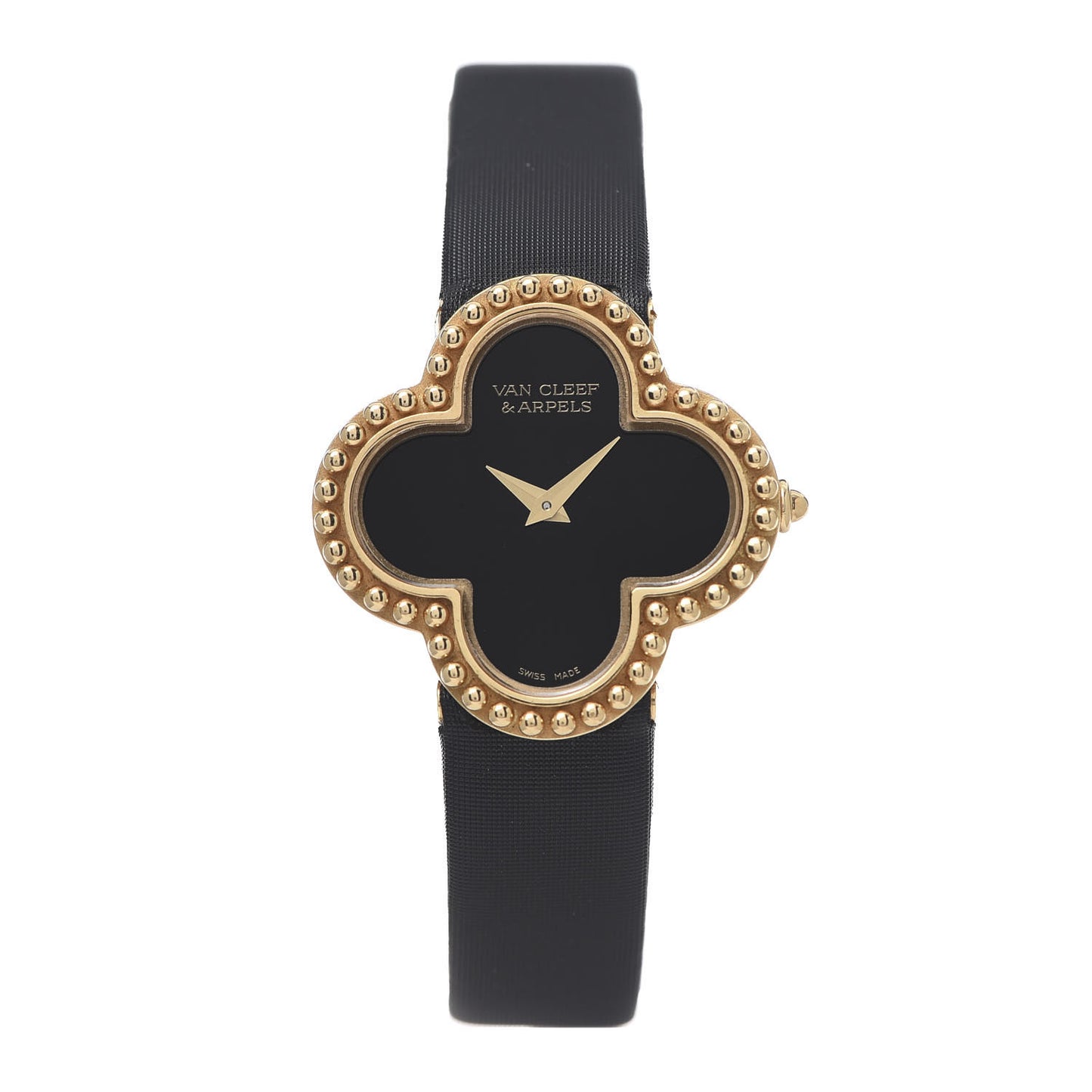 18K Yellow Gold Satin Onyx 26mm Alhambra Quartz Watch