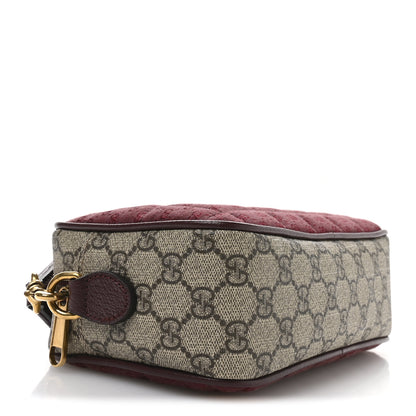 Gucci Monogram GG Mignon Textured Dollar Calfskin GG Supreme Monogram Quilted Small Crossbody Bag  Burgundy Beige Ebony 4 of 11