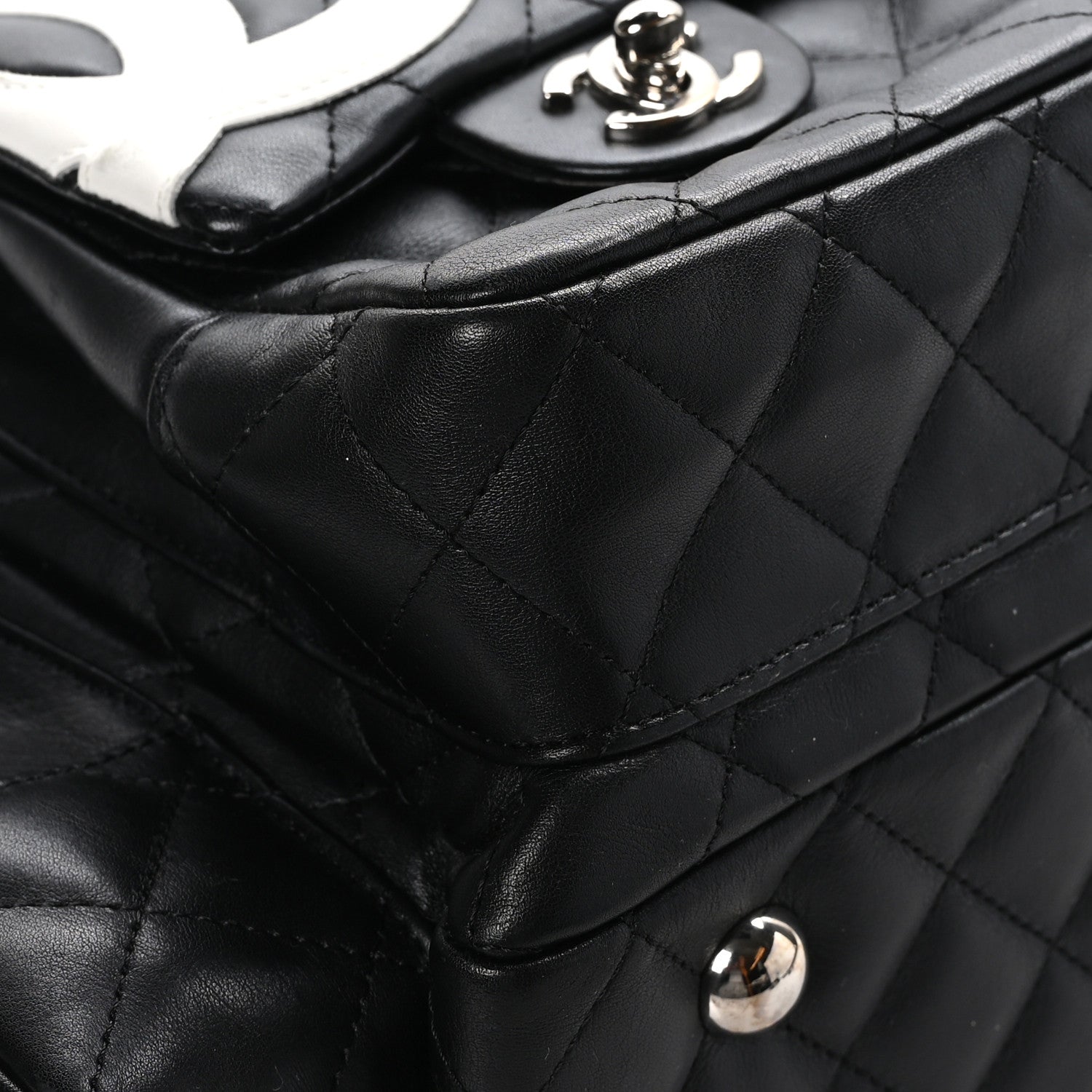 Chanel Calfskin Quilted Large Cambon Multipocket Reporter Black White 8 of 11