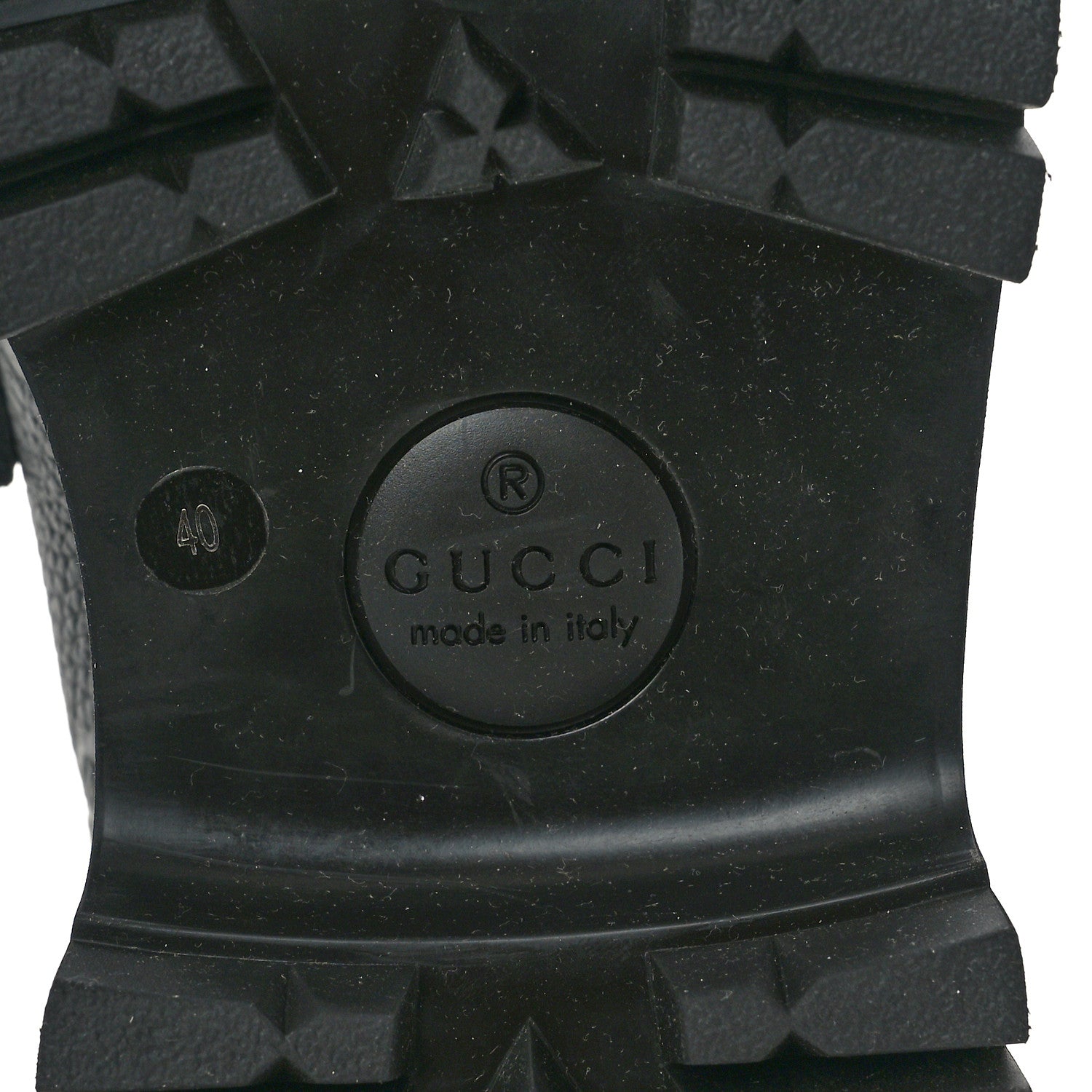 Gucci Piuma Calfskin Embossed Womens Platform Lug Sole Loafers 40 Black 6 of 11