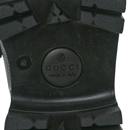 Gucci Piuma Calfskin Embossed Womens Platform Lug Sole Loafers 40 Black 6 of 11