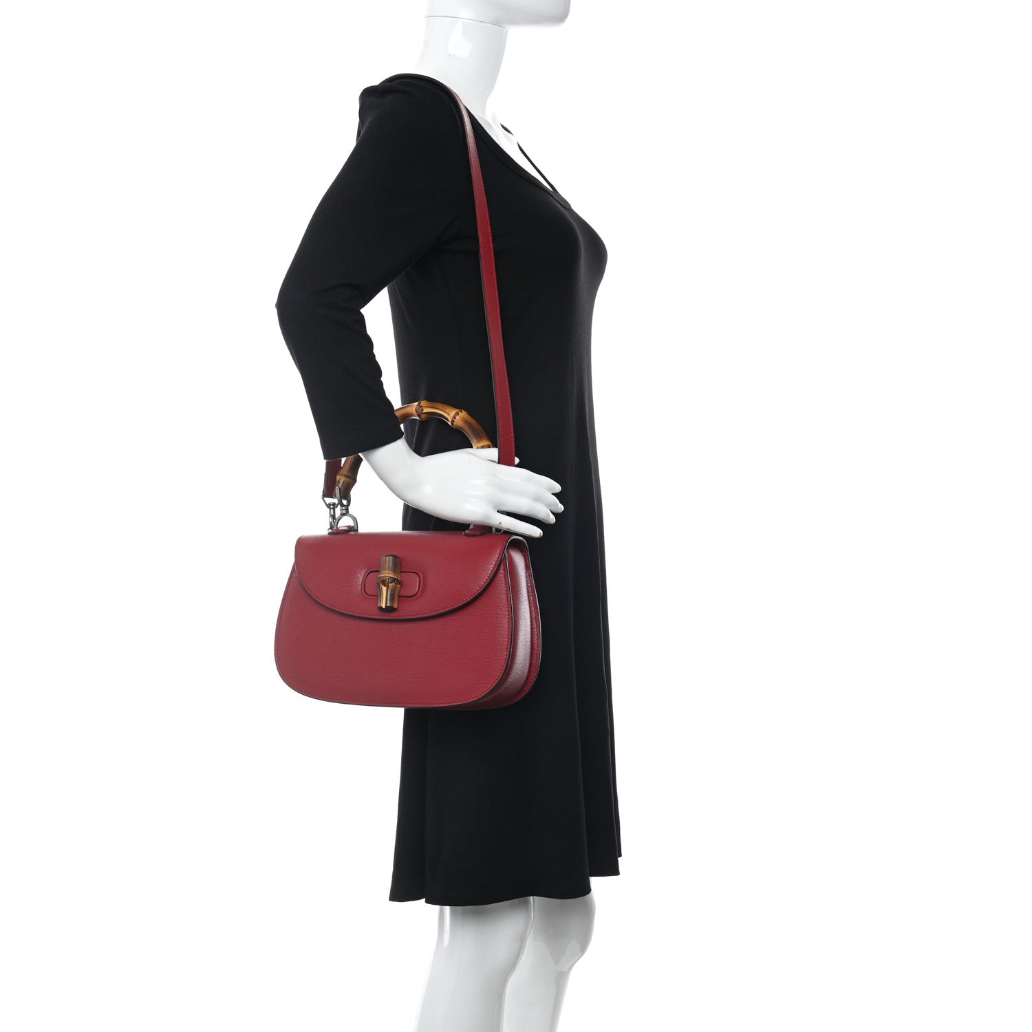 Gucci Shangai Calfskin Small Classic Bamboo Top Handle Bag Romantic Cerise 2 of 16