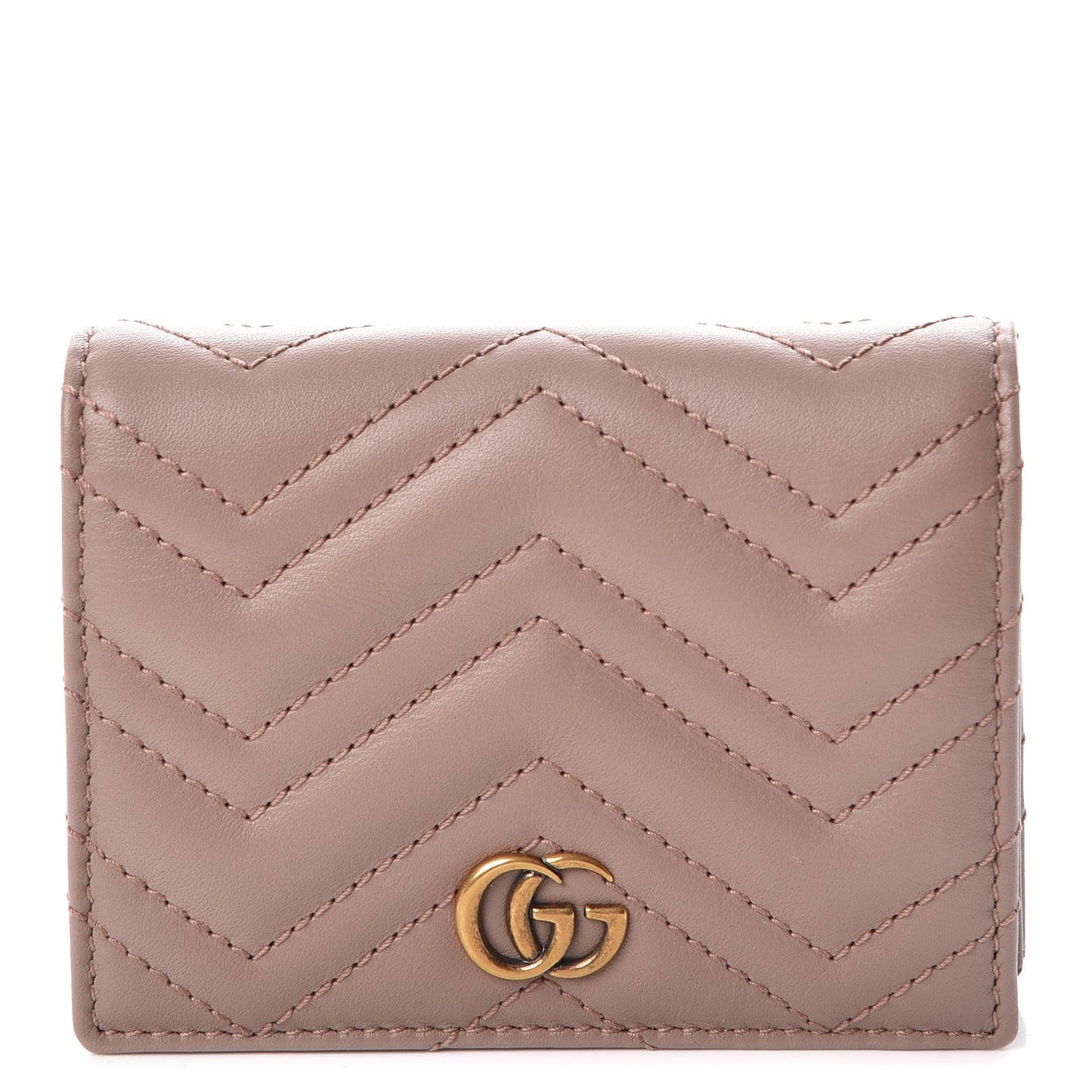 Calfskin Matelasse GG Marmont Card Case Porcelain Rose
