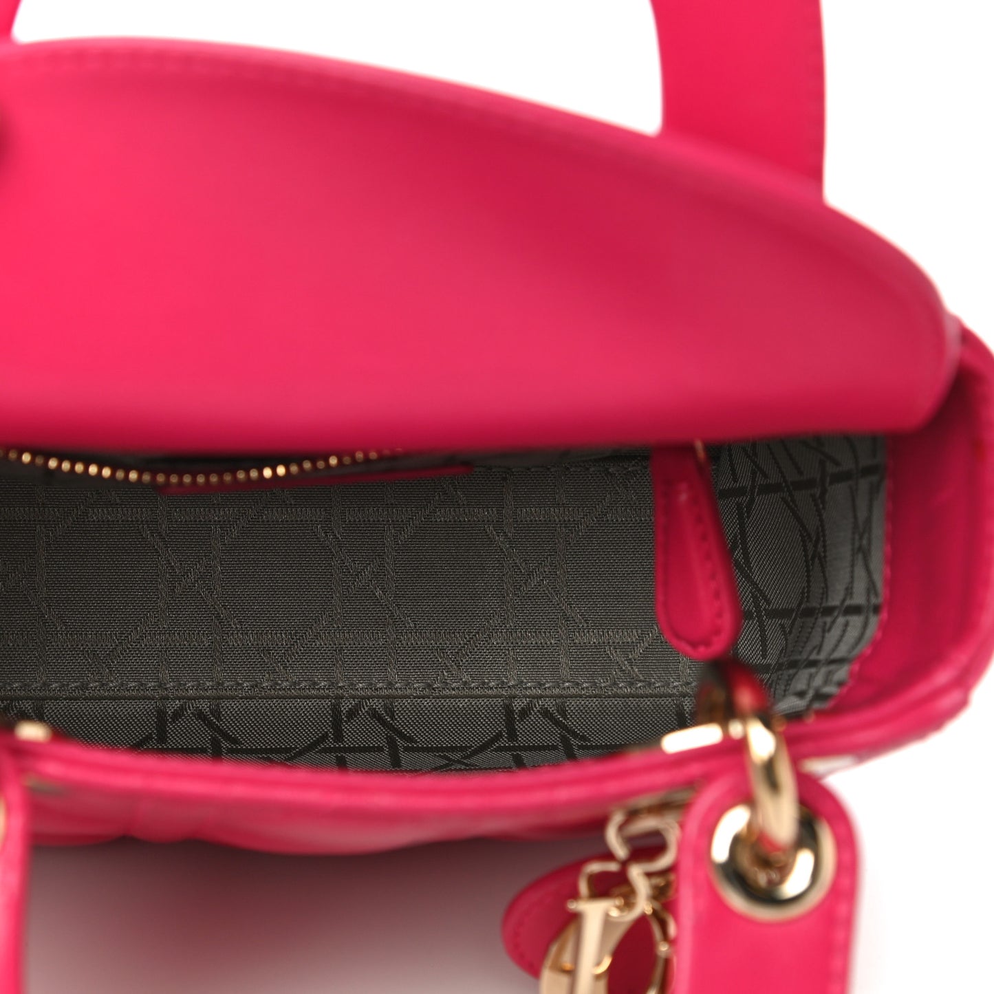 Lambskin Cannage Mini Lady Dior Fuchsia