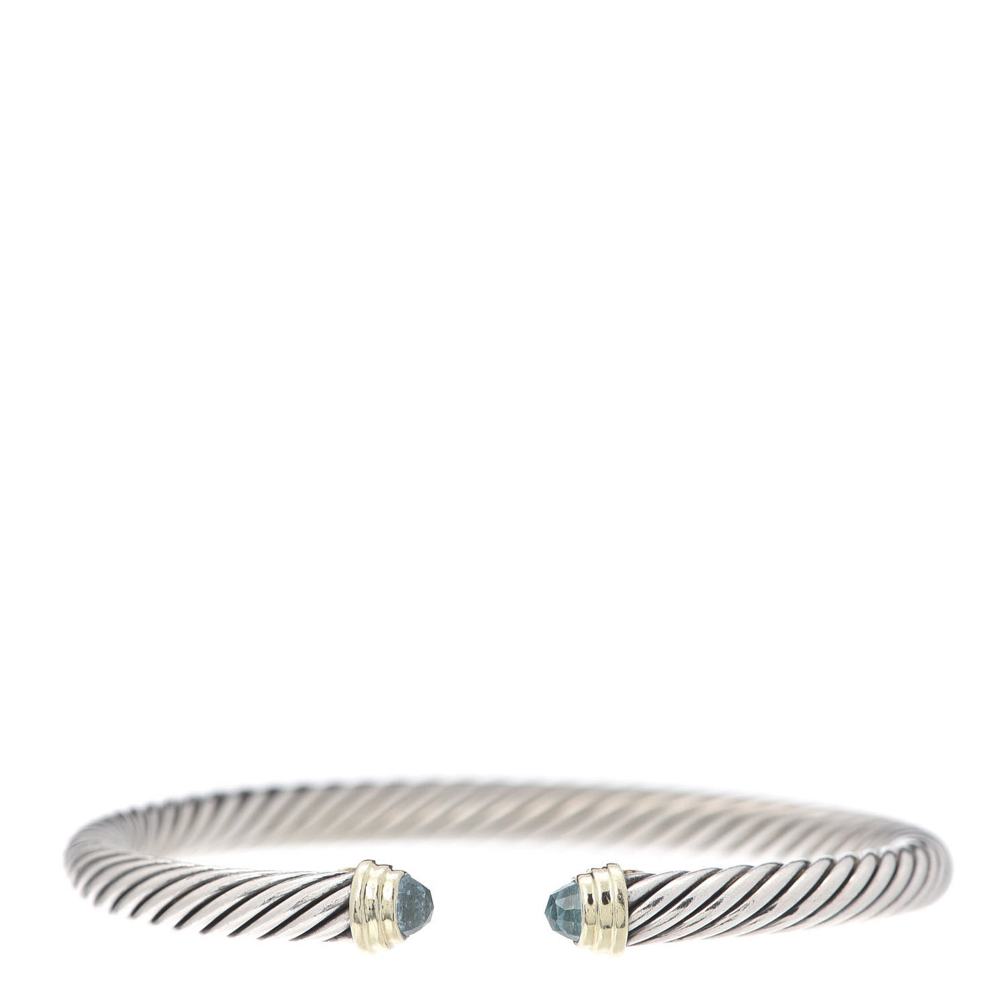 Sterling Silver 14K Yellow Gold Blue Topaz 5mm Cable Classics Petite Color Bracelet