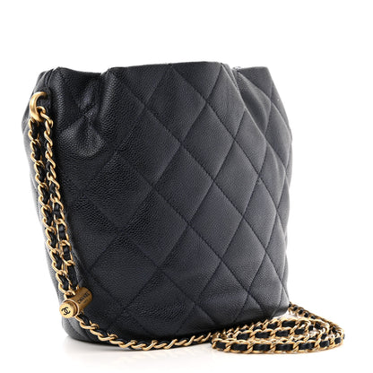 Chanel Iridescent Caviar Quilted My Perfect CC Bucket Drawstring Bag Blue 3 of 12