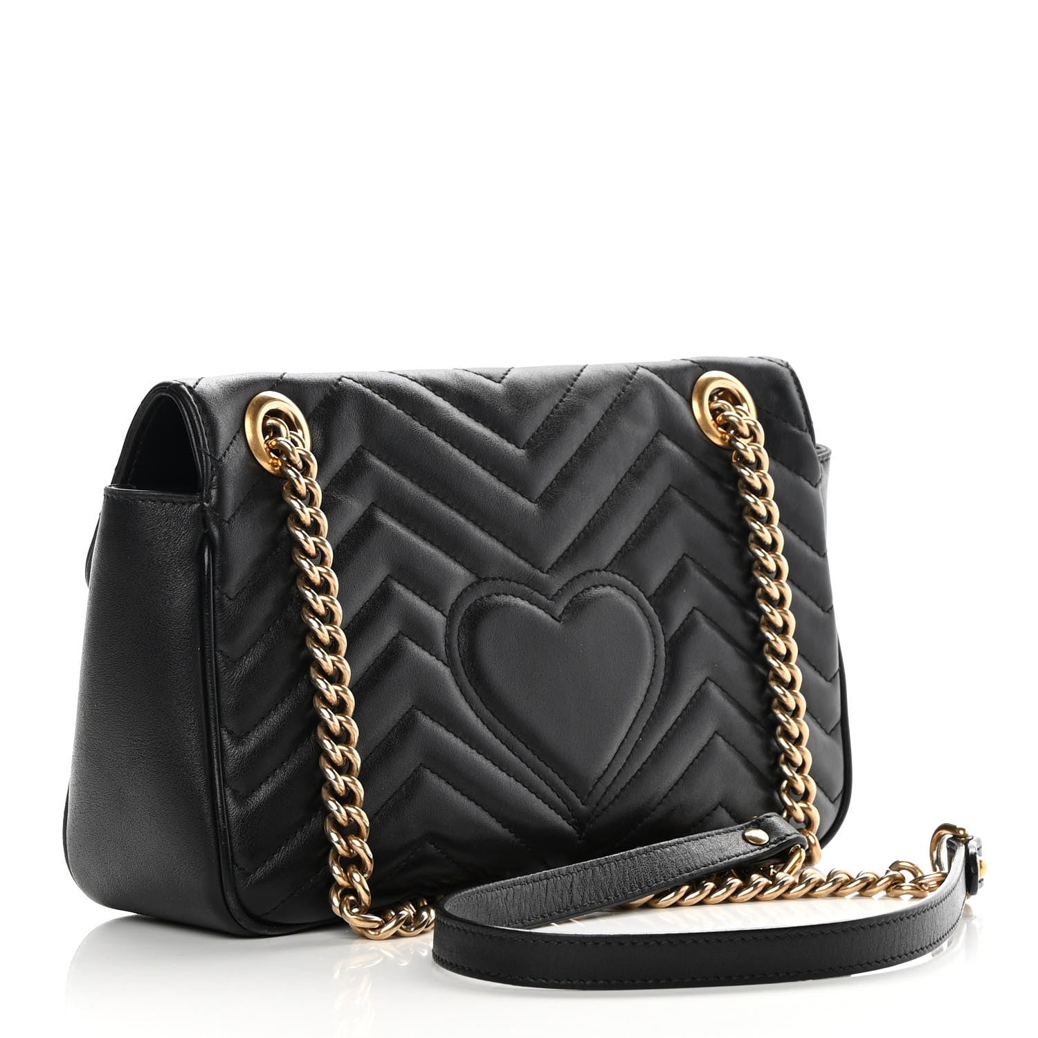Gucci Calfskin Matelasse Small GG Marmont Shoulder Bag Black 3 of 18