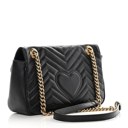 Gucci Calfskin Matelasse Small GG Marmont Shoulder Bag Black 3 of 18