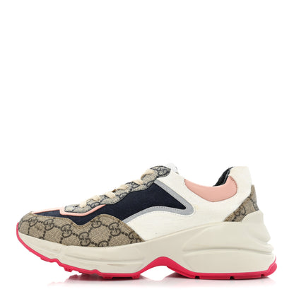 Gucci GG Supreme Monogram Mix Monogram Womens Rhyton Sneakers 39.5 London Blue Beige Pale Pink 1 of 17