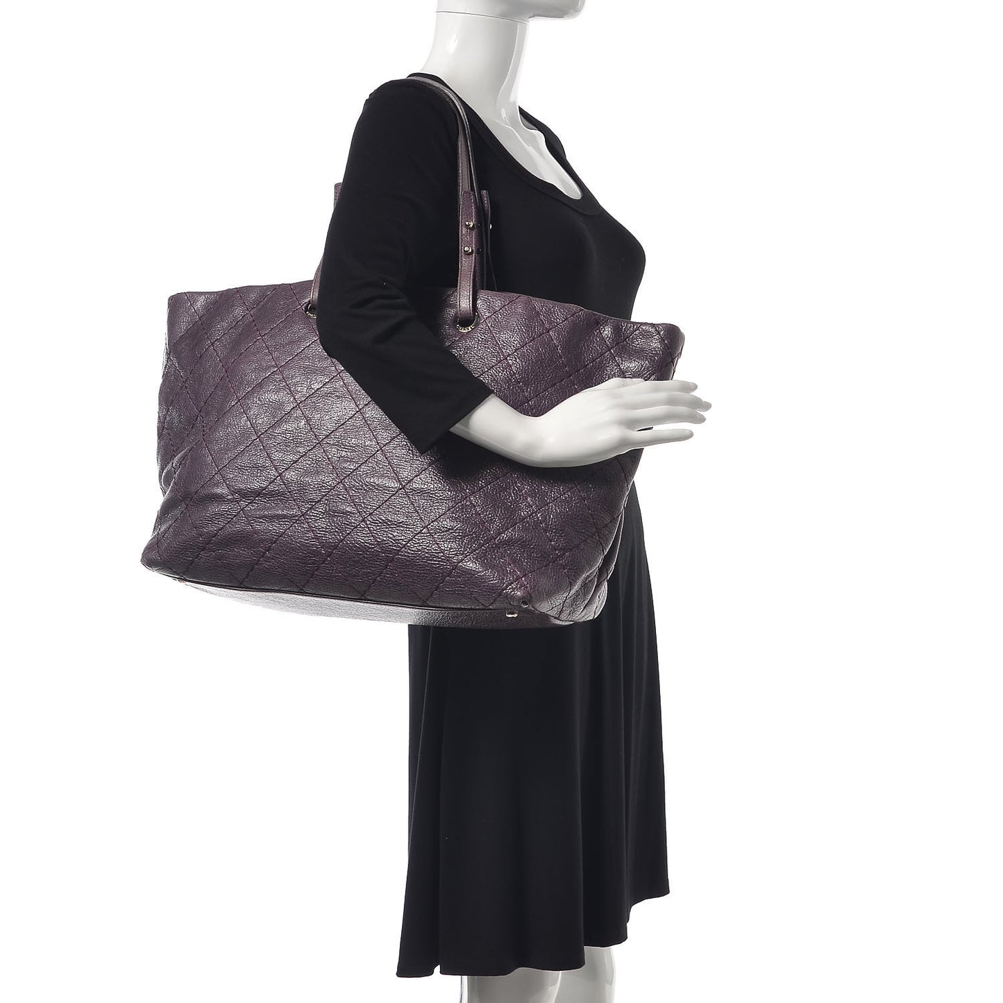 Glazed Calfskin Large On The Road Tote Purple