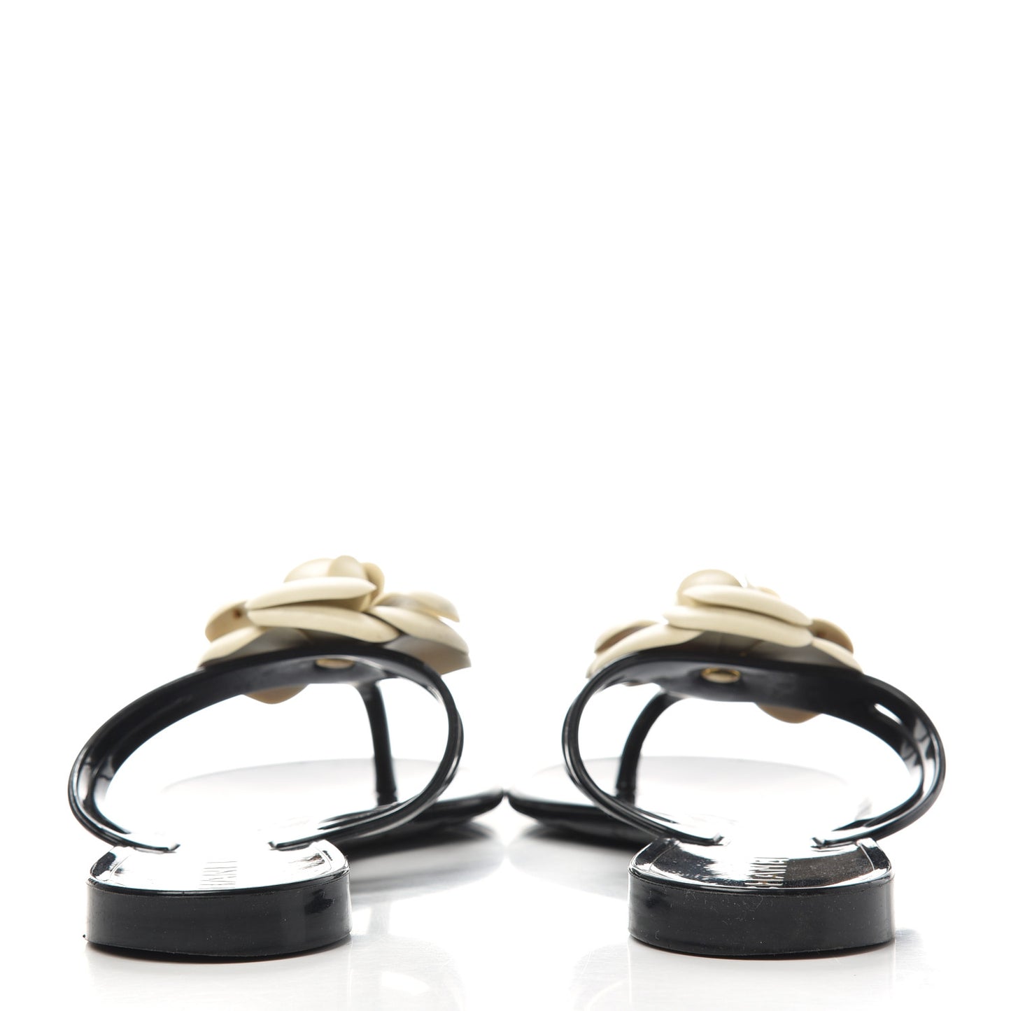 Jelly Camellia Thong Sandals 36 Black Ivory