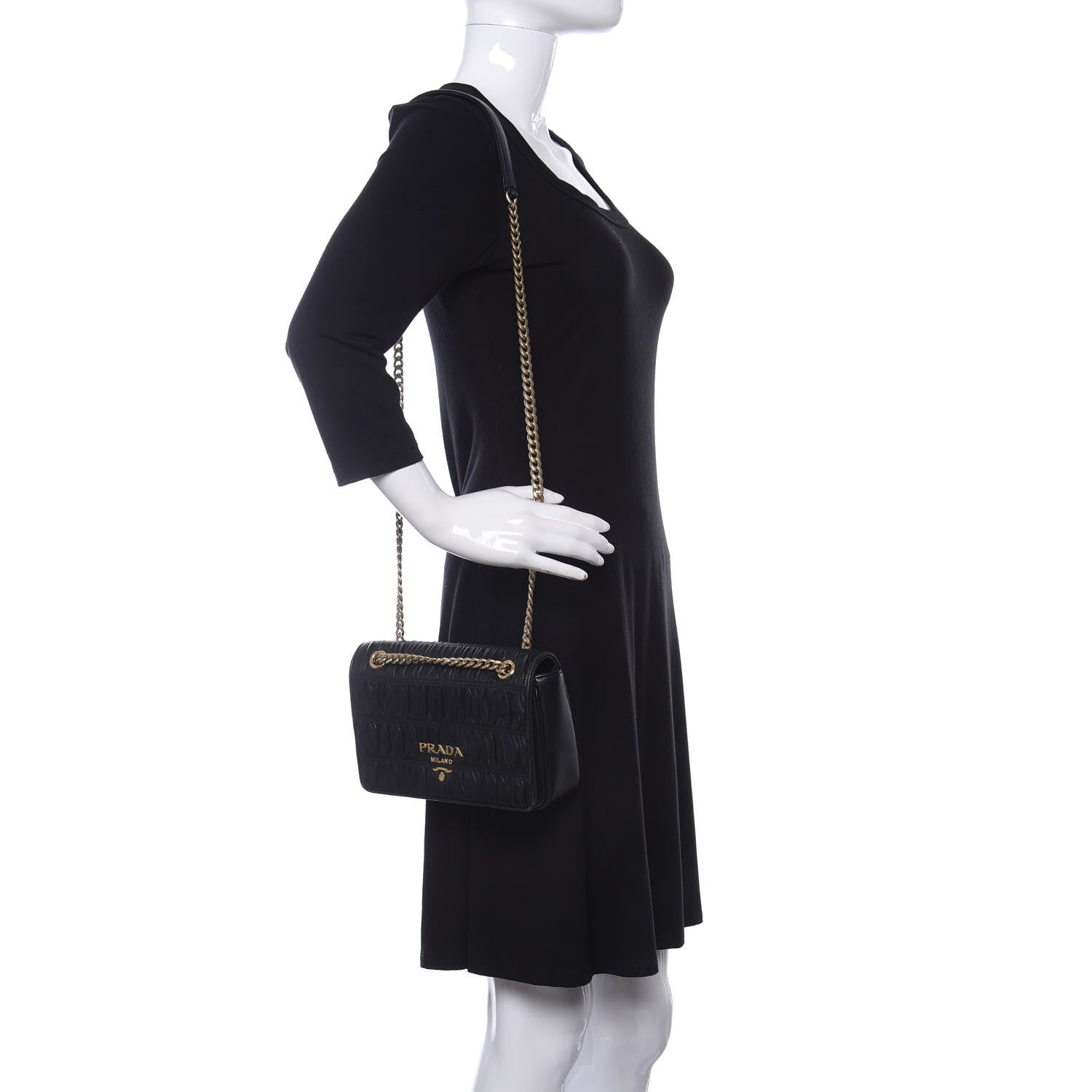 Prada Nappa Gaufre Flap Black 2 of 12