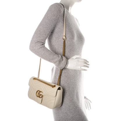 Gucci Calfskin Matelasse Small GG Marmont Shoulder Bag White 2 of 7