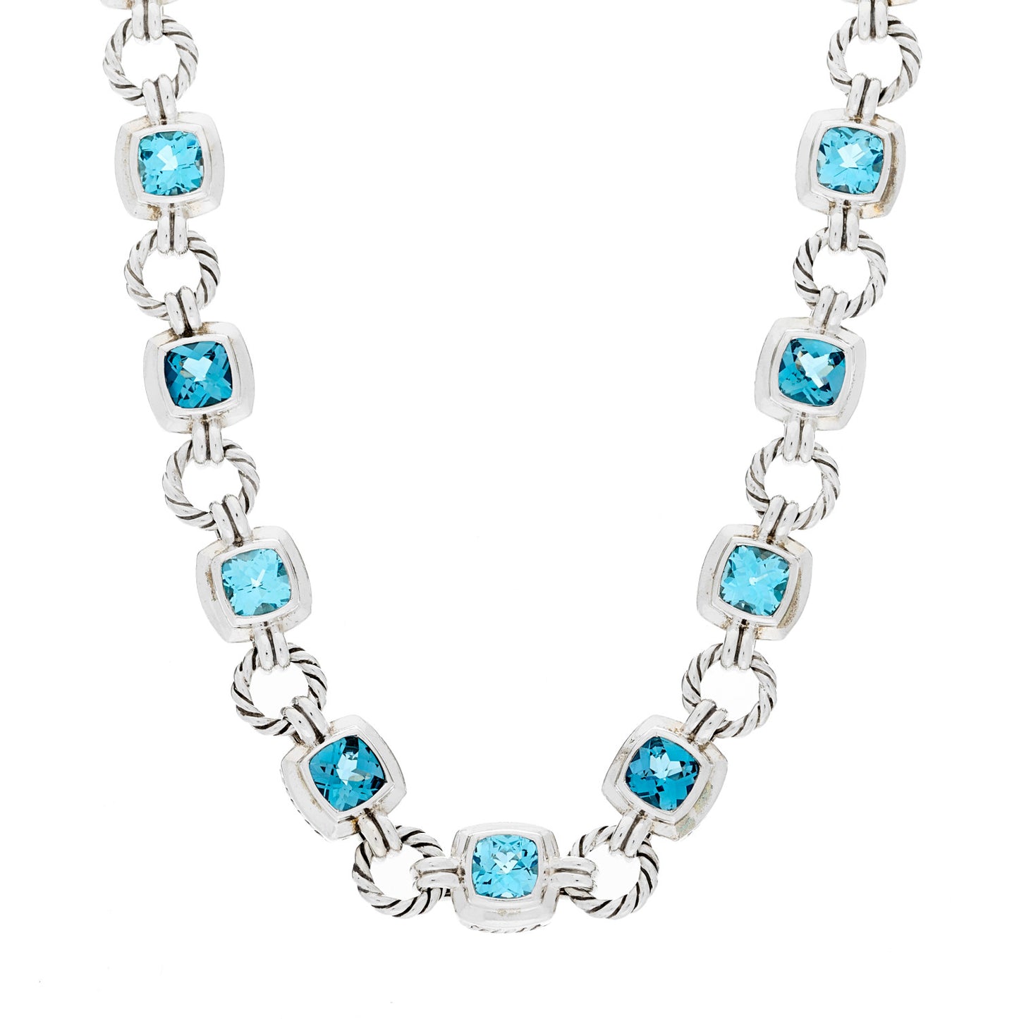 Sterling Silver Blue Topaz Renaissance Necklace
