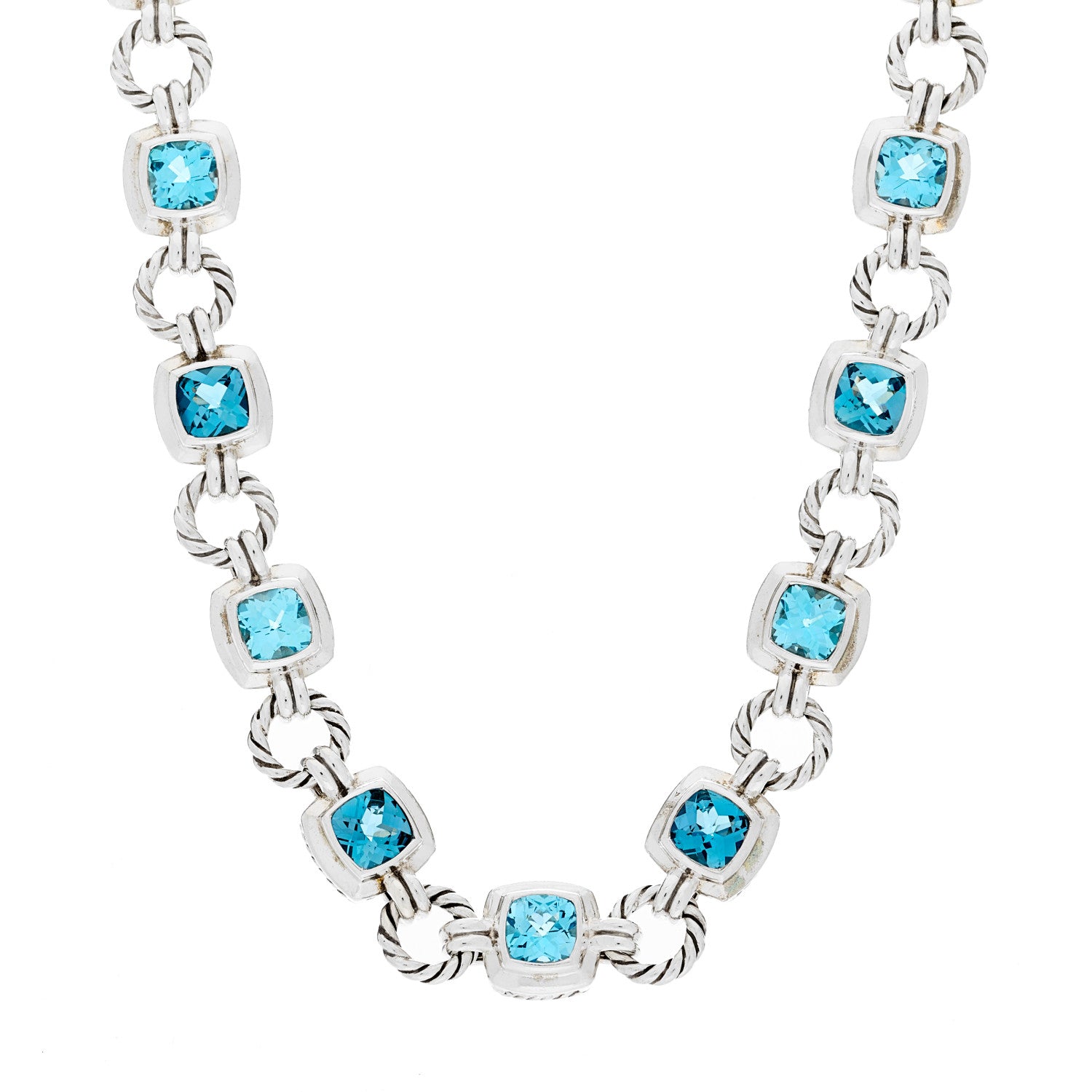 David Yurman Sterling Silver Blue Topaz Renaissance Necklace 1 of 4