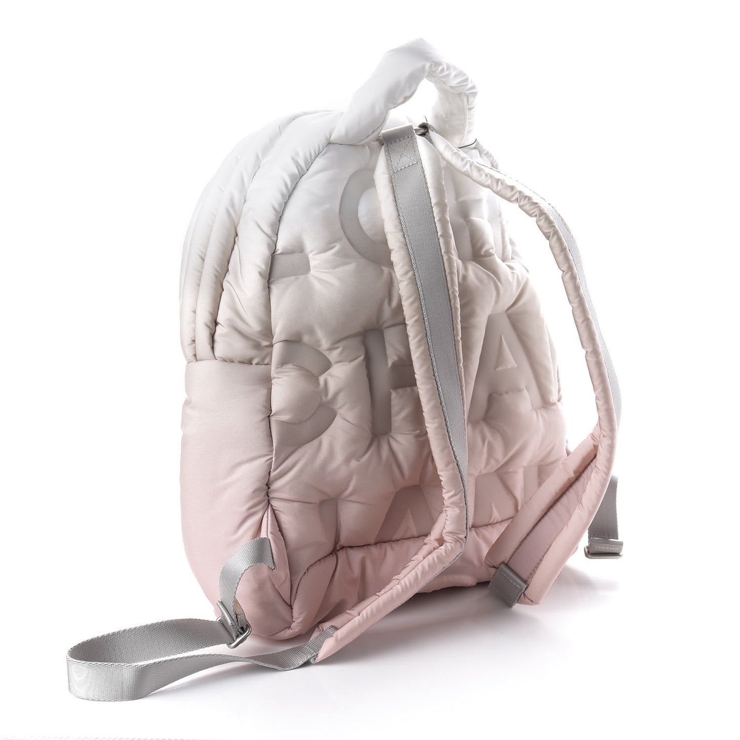 Nylon Embossed Small Doudoune Backpack Pink Grey White