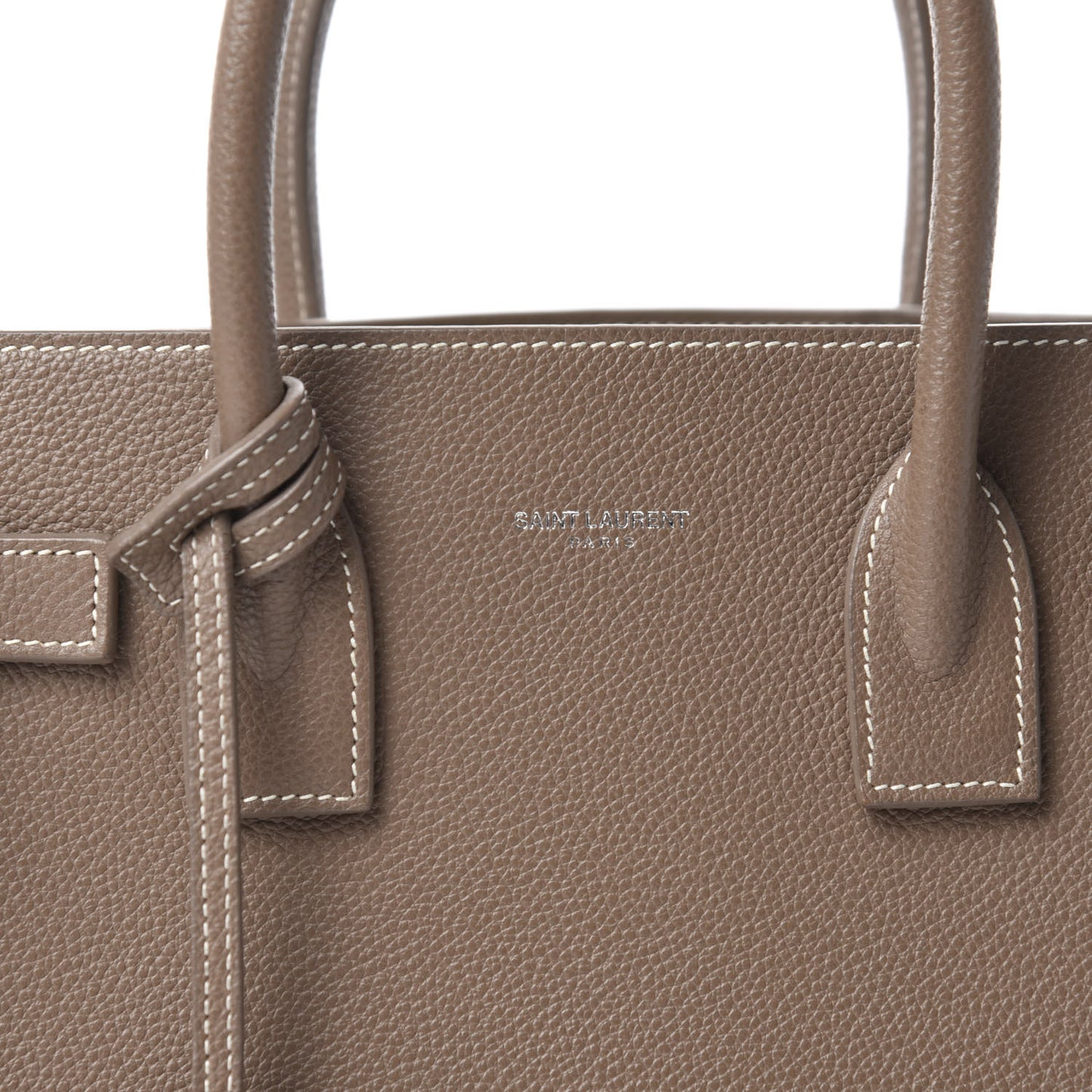 Grained Calfskin Topstich Baby Sac De Jour Taupe