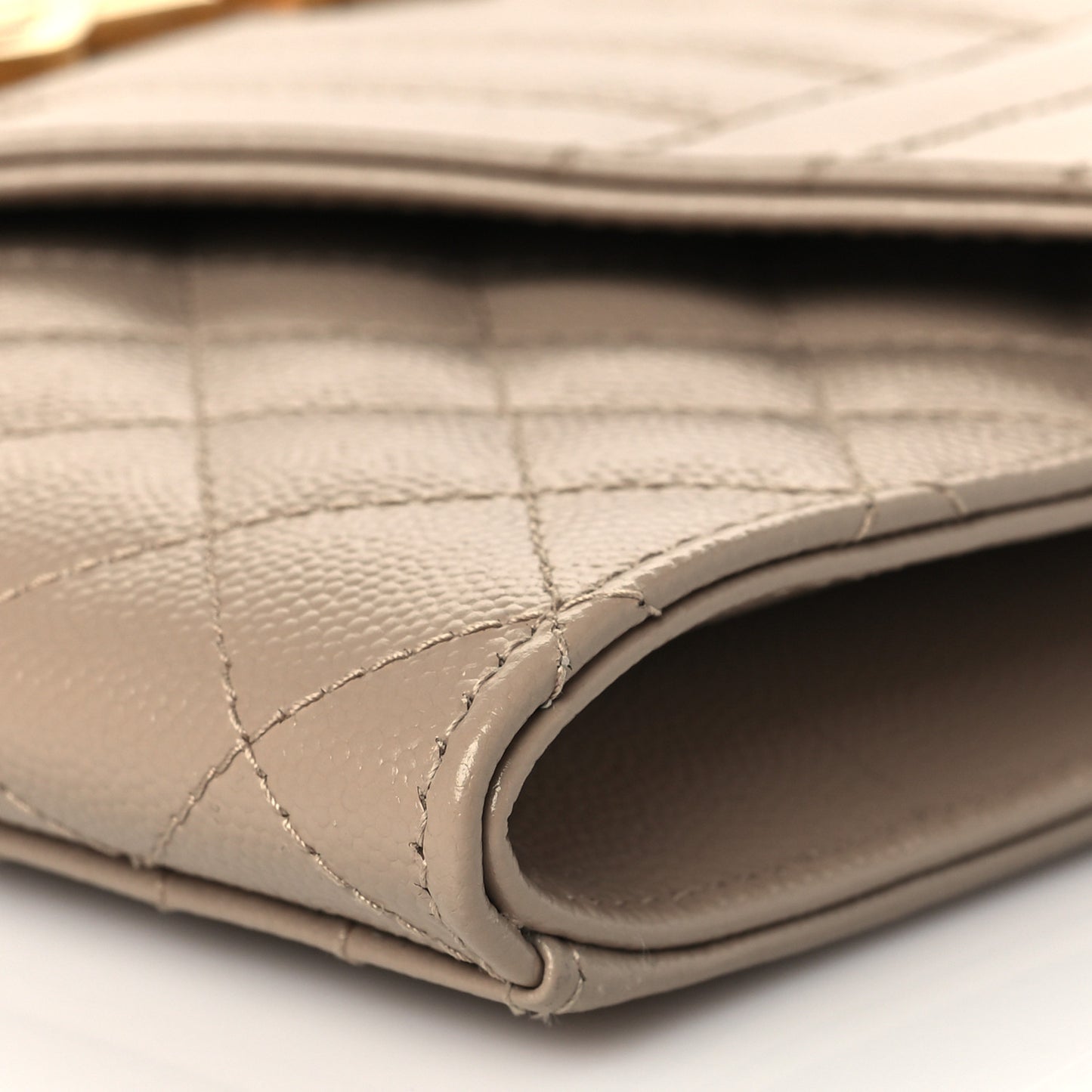 Grain De Poudre Textured Mixed Matelasse Triquilt Monogram Clutch Dark Beige