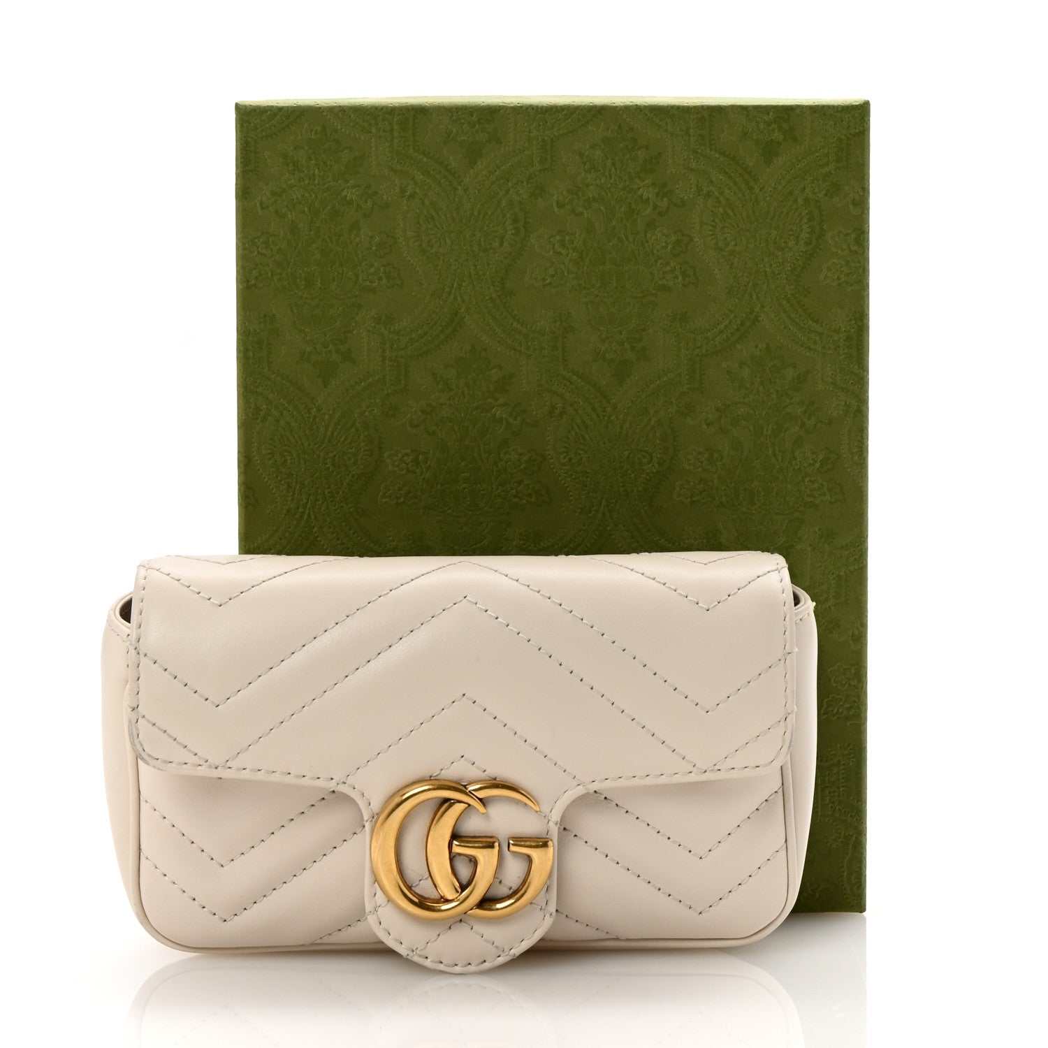 Gucci Calfskin Matelasse Super Mini GG Marmont Shoulder Bag White 8 of 8