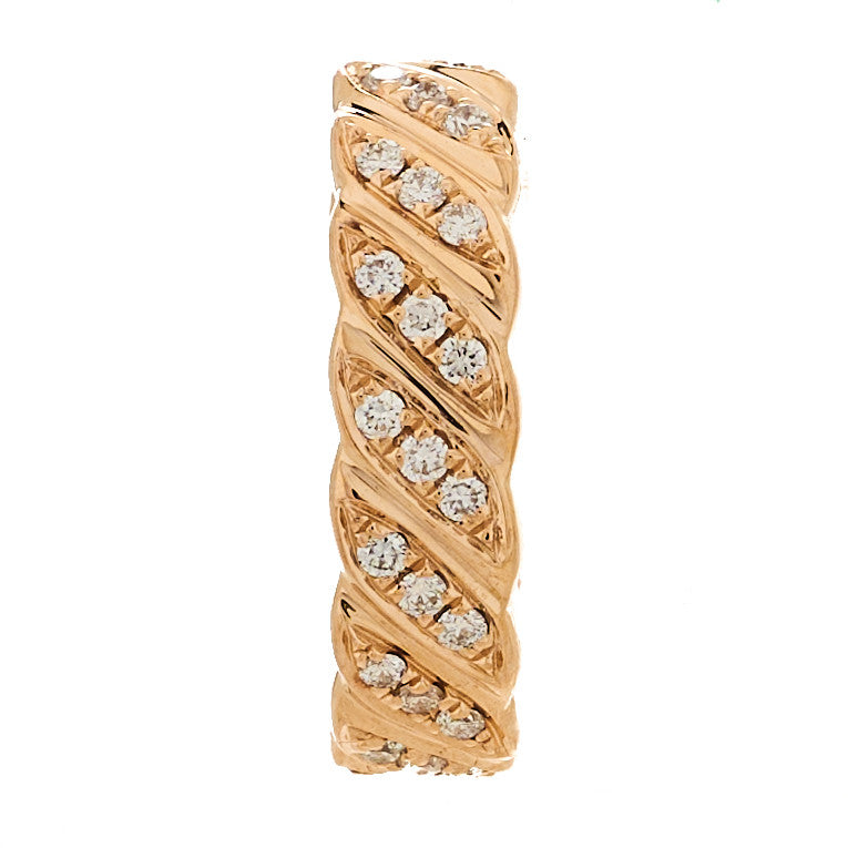 18K Rose Gold Diamond Thin Braid Ear Cuff