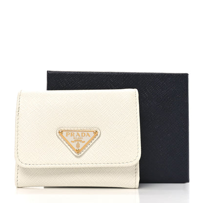 Prada Saffiano Metal Tri-Fold Wallet White 7 of 7