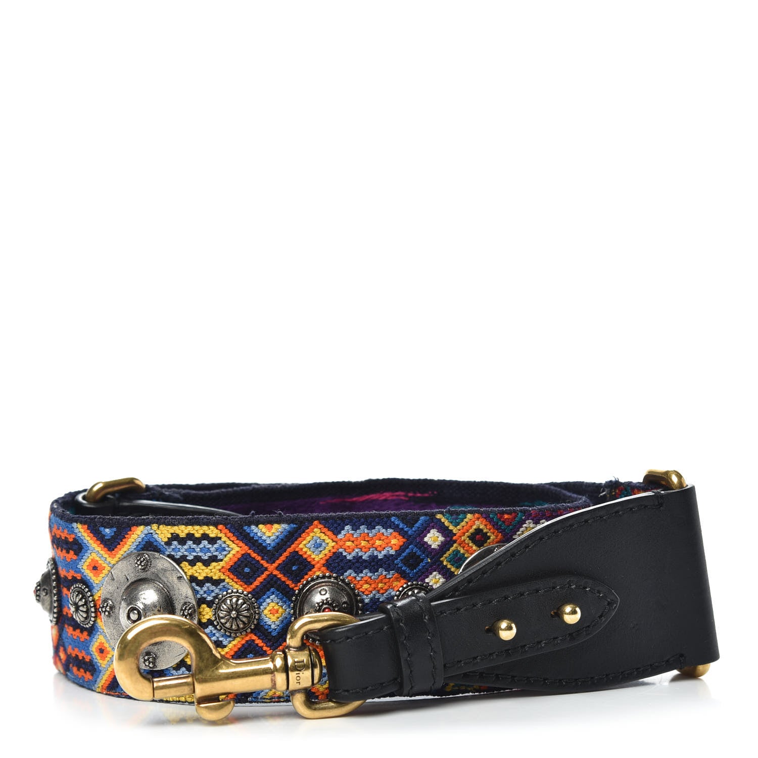 Christian Dior Canvas Embroidered Studded Mexico Shoulder Strap Multicolor 1 of 5