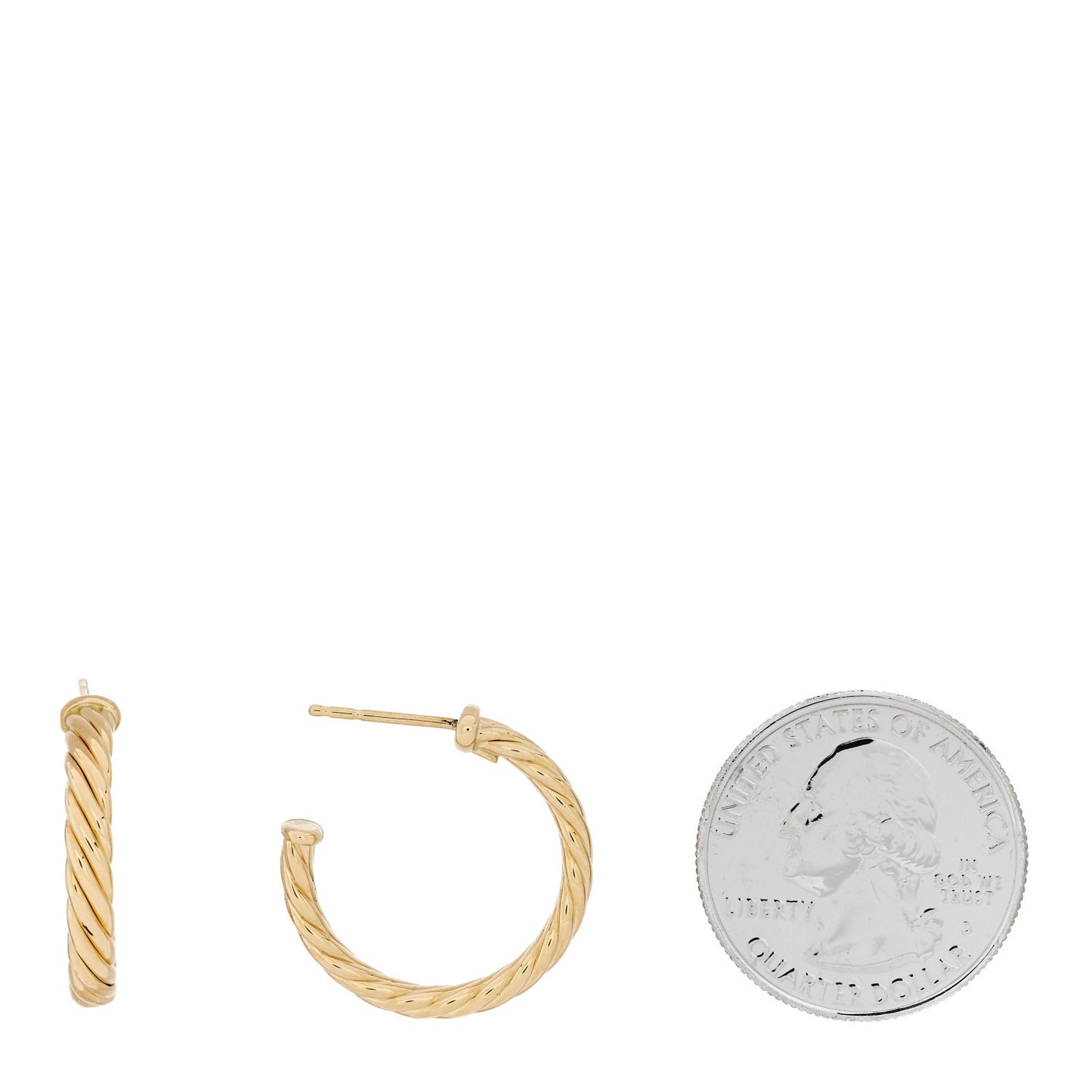 18K Yellow Gold Mini Cablespira Hoop Earrings